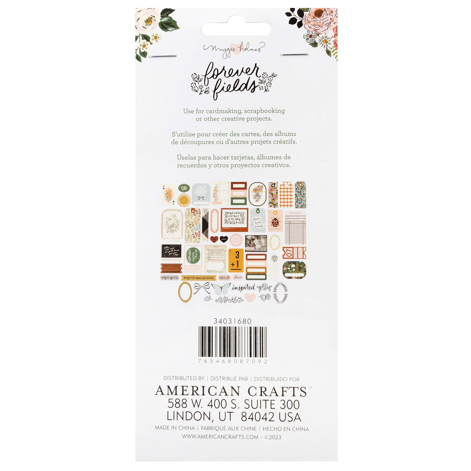 American Crafts Maggie Holmes Forever Fields Journaling Ephemera Icon Die Cut Shapes - 48 Piece