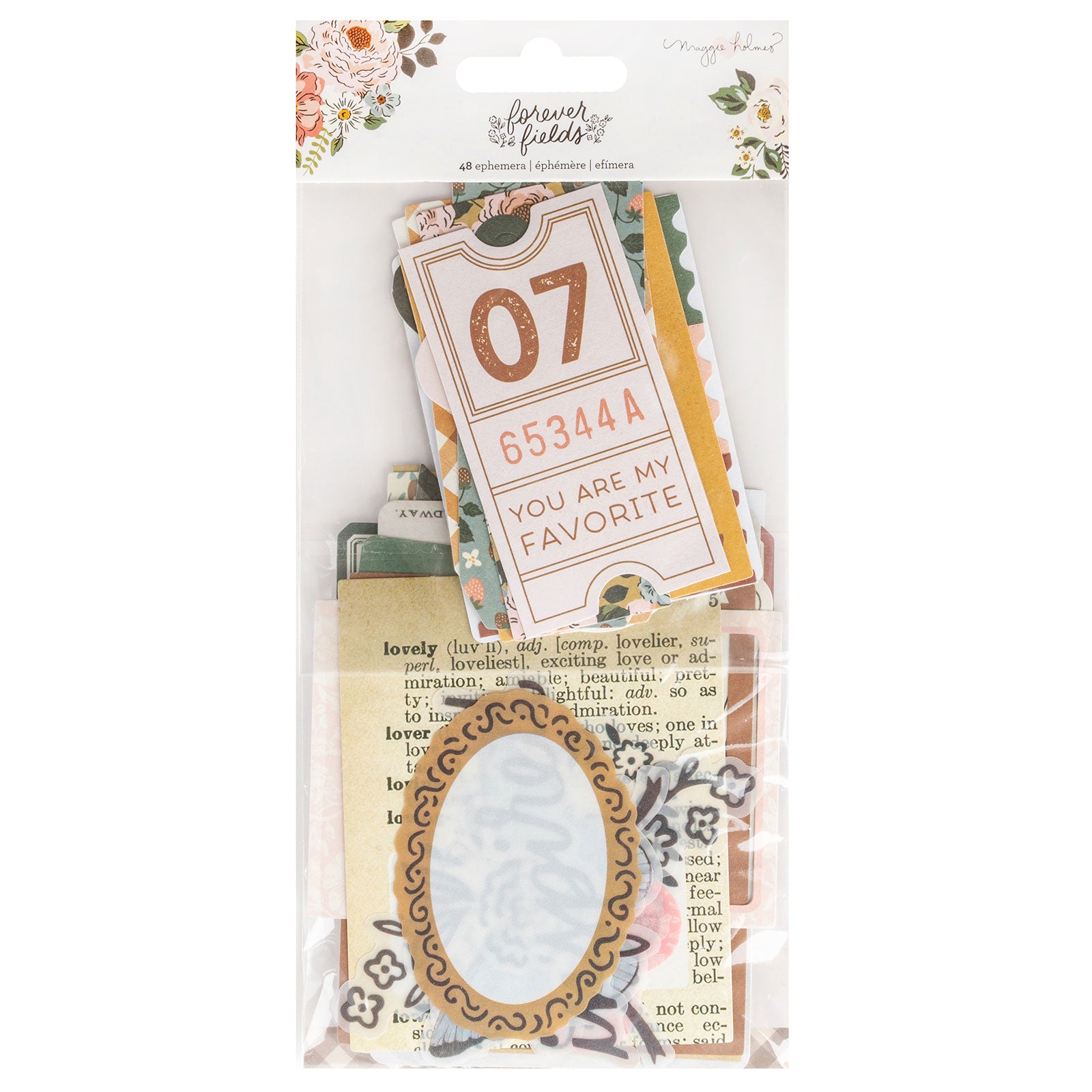 American Crafts Maggie Holmes Forever Fields Journaling Ephemera Icon Die Cut Shapes - 48 Piece
