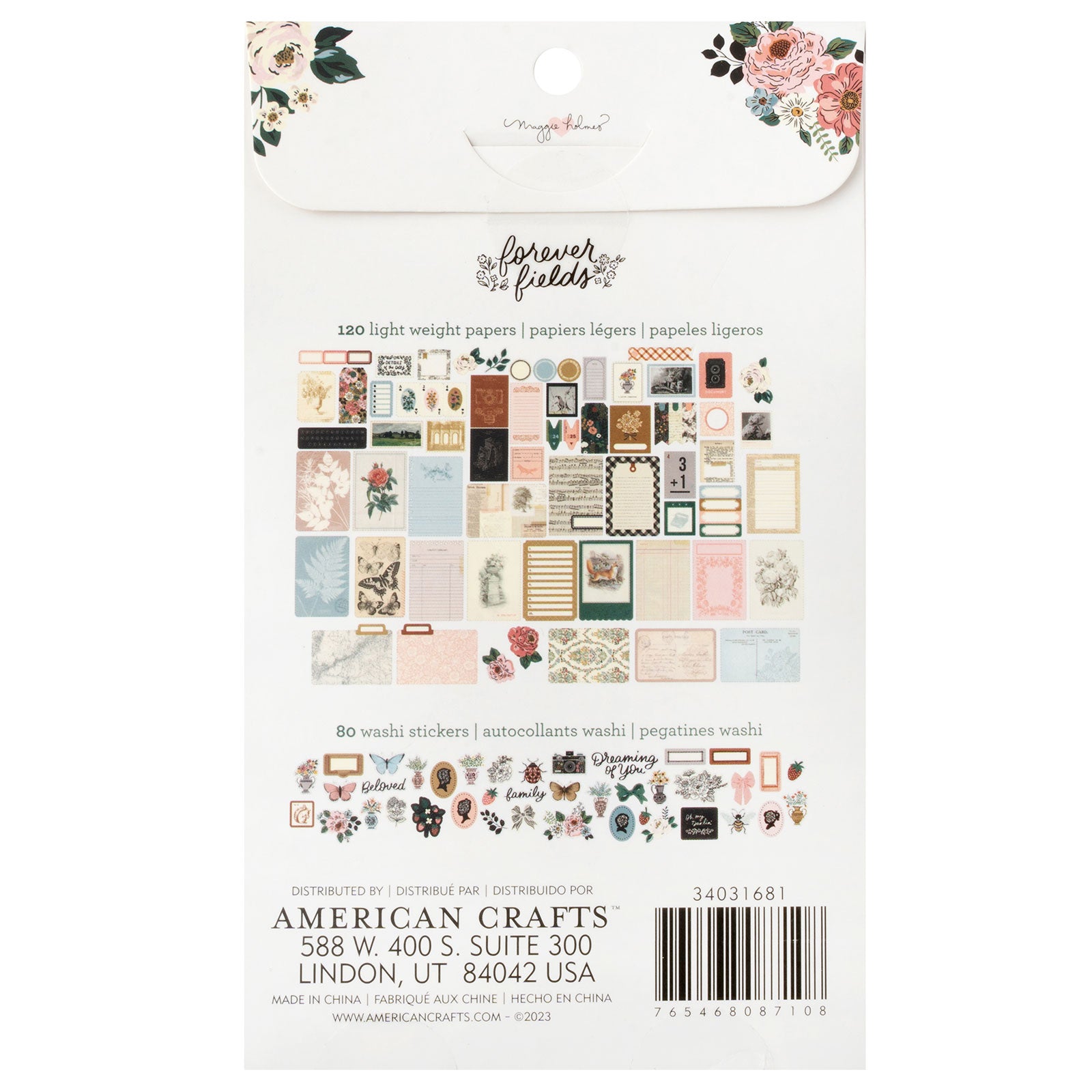 American Crafts Maggie Holmes Forever Fields Paper & Washi Stickers Paperie Pack - 200 Piece