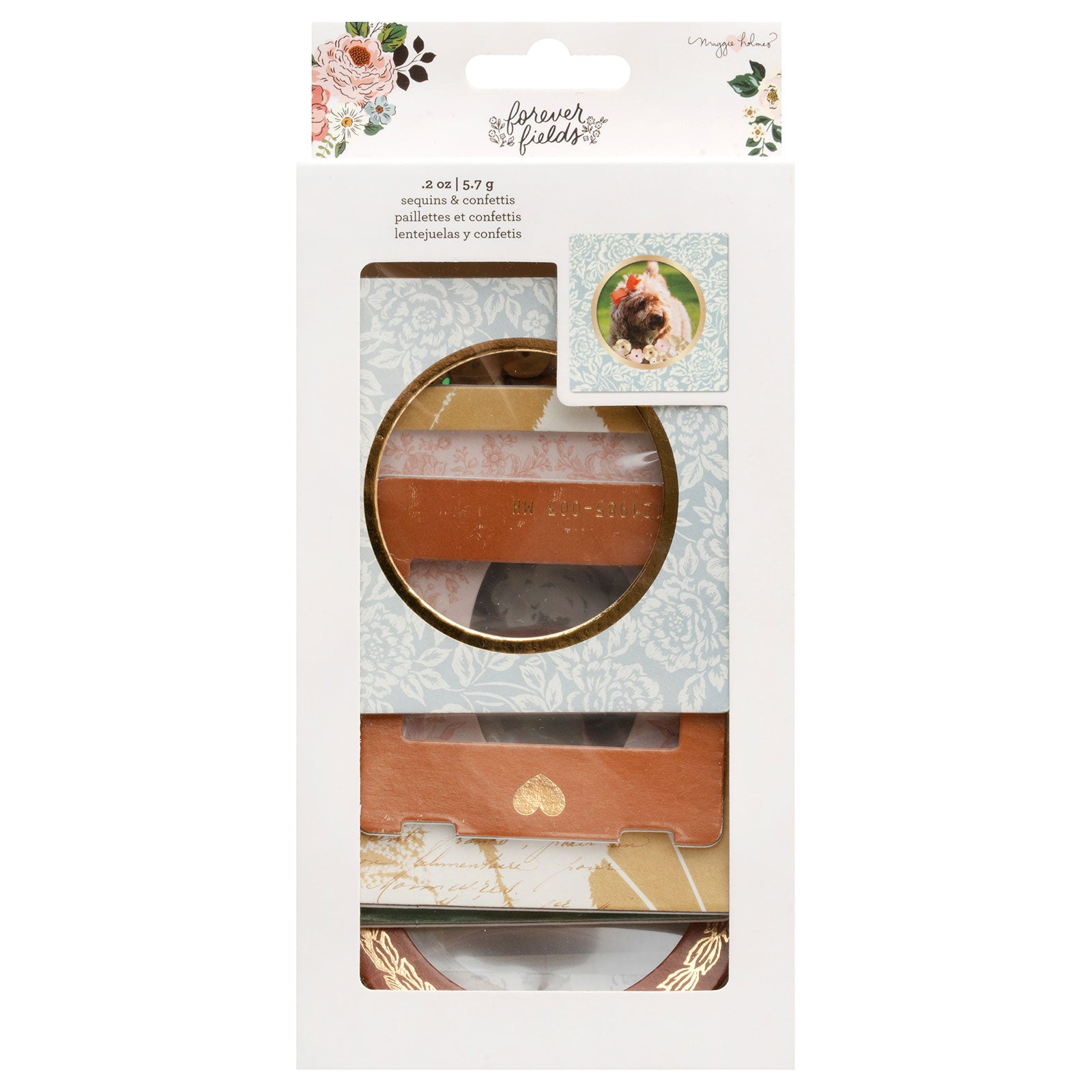 American Crafts Maggie Holmes Forever Fields Shaker Frames with 0.2 oz Sequins - Makes 8