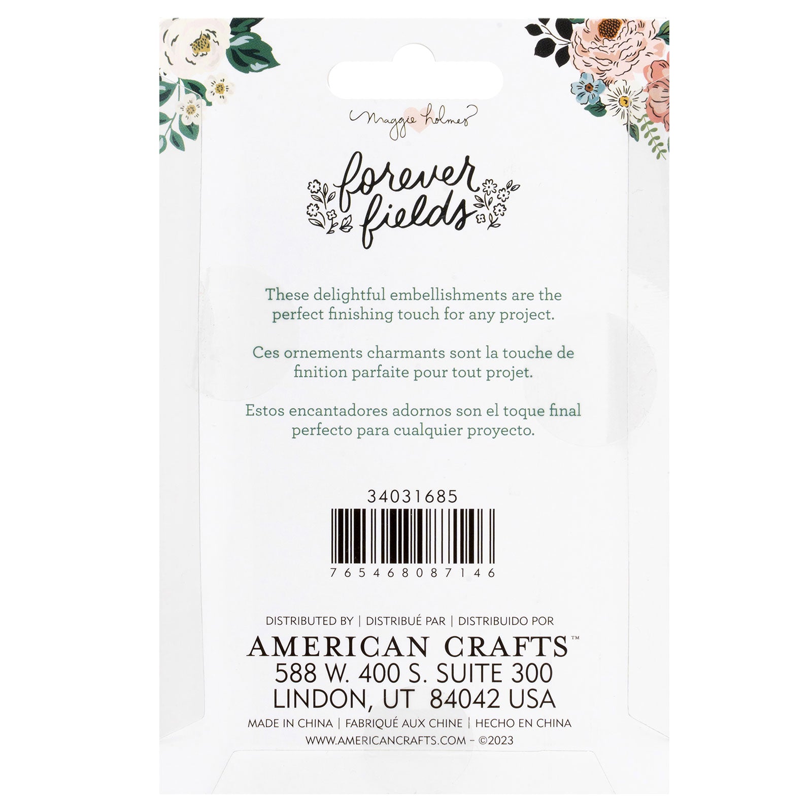 American Crafts Maggie Holmes Forever Fields Metal Tabs - 6 Piece