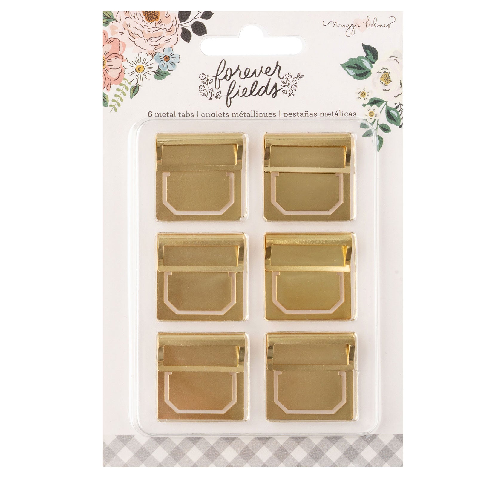 American Crafts Maggie Holmes Forever Fields Metal Tabs - 6 Piece