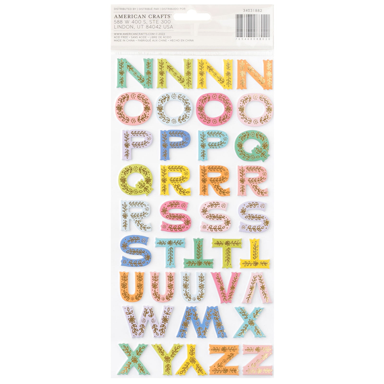American Crafts Paige Evans Adventurous Thickers Alphabet Stickers - 81 Piece