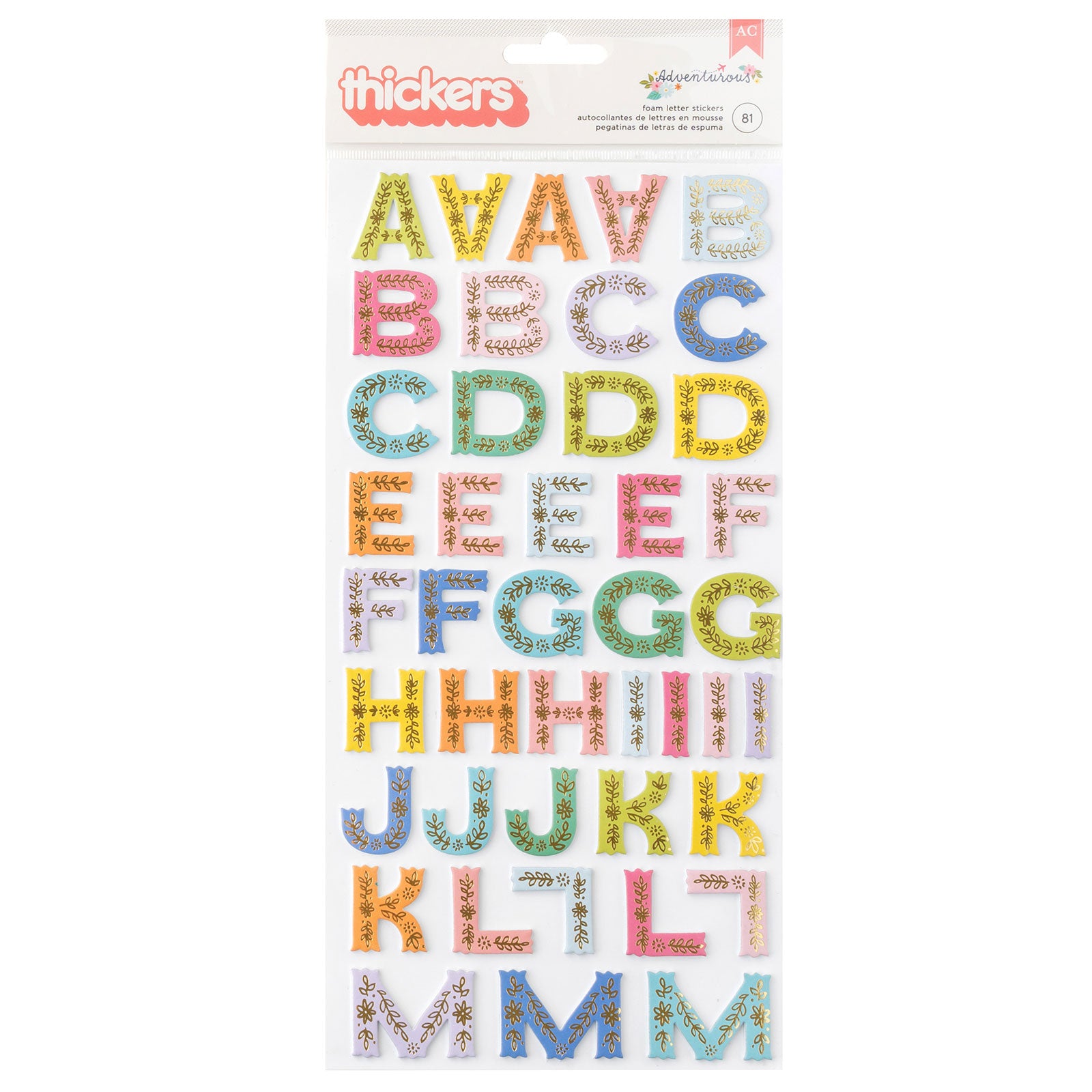 American Crafts Paige Evans Adventurous Thickers Alphabet Stickers - 81 Piece