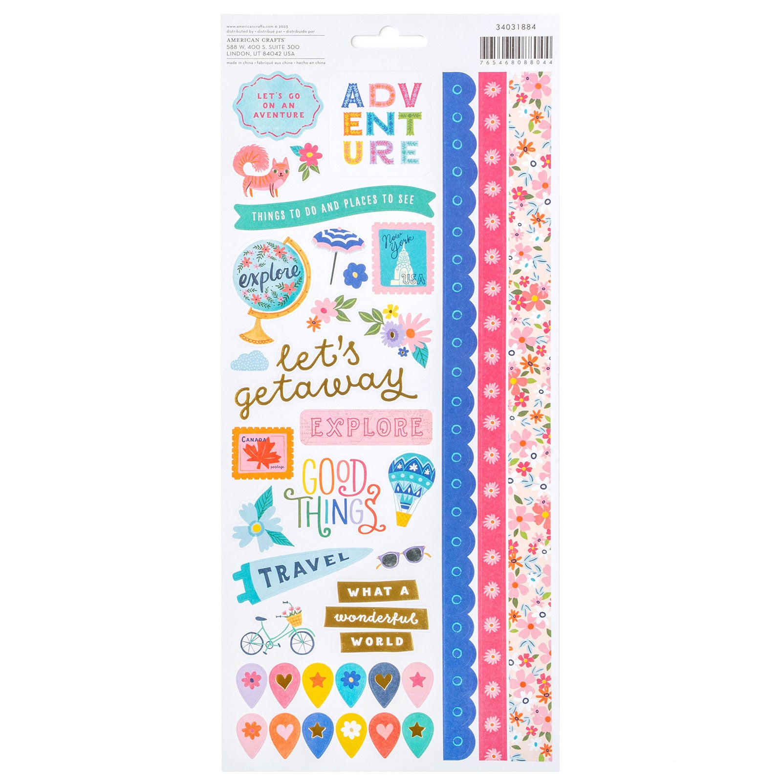 American Crafts Paige Evans Adventurous 6 x 12 Cardstock Stickers - 81 Piece