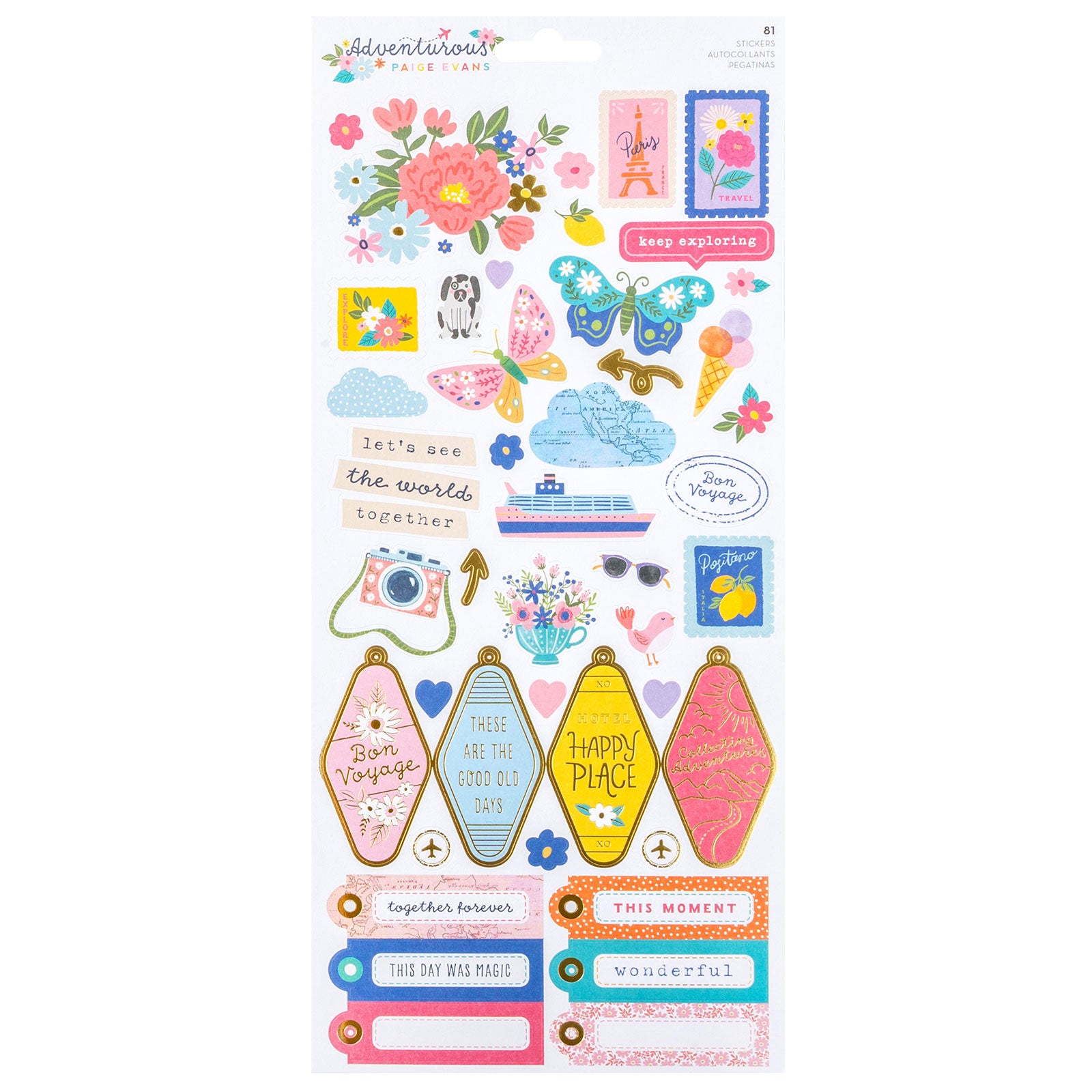 American Crafts Paige Evans Adventurous 6 x 12 Cardstock Stickers - 81 Piece