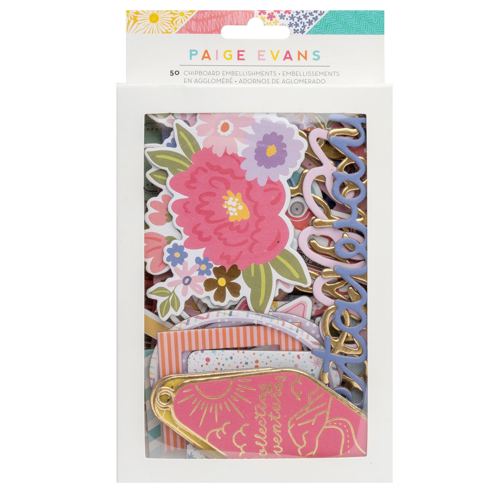 American Crafts Paige Evans Adventurous Journaling Chipboard Embellishments - 50 Piece