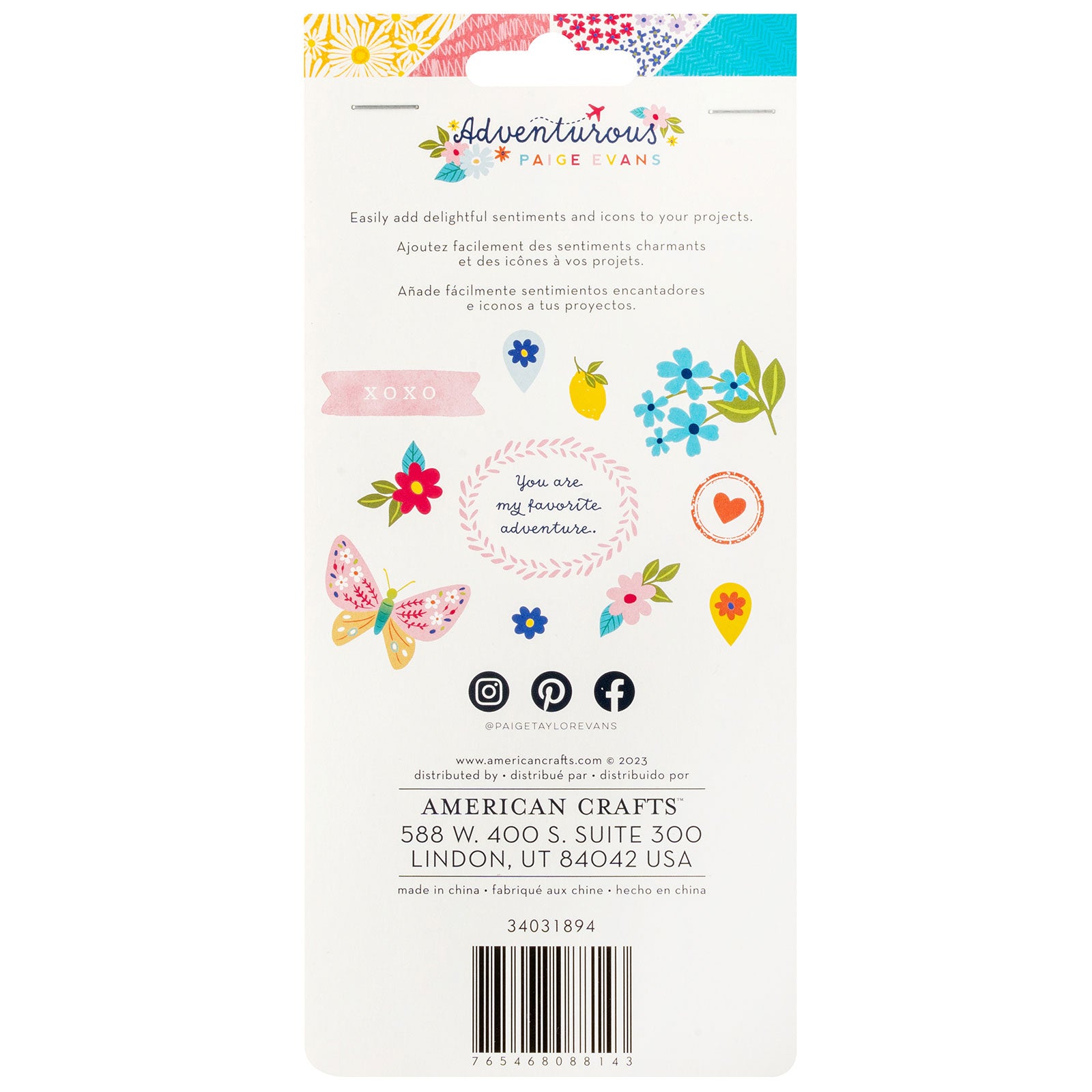 American Crafts Paige Evans Adventurous Rub-On Transfer Sheets - 2 Pack