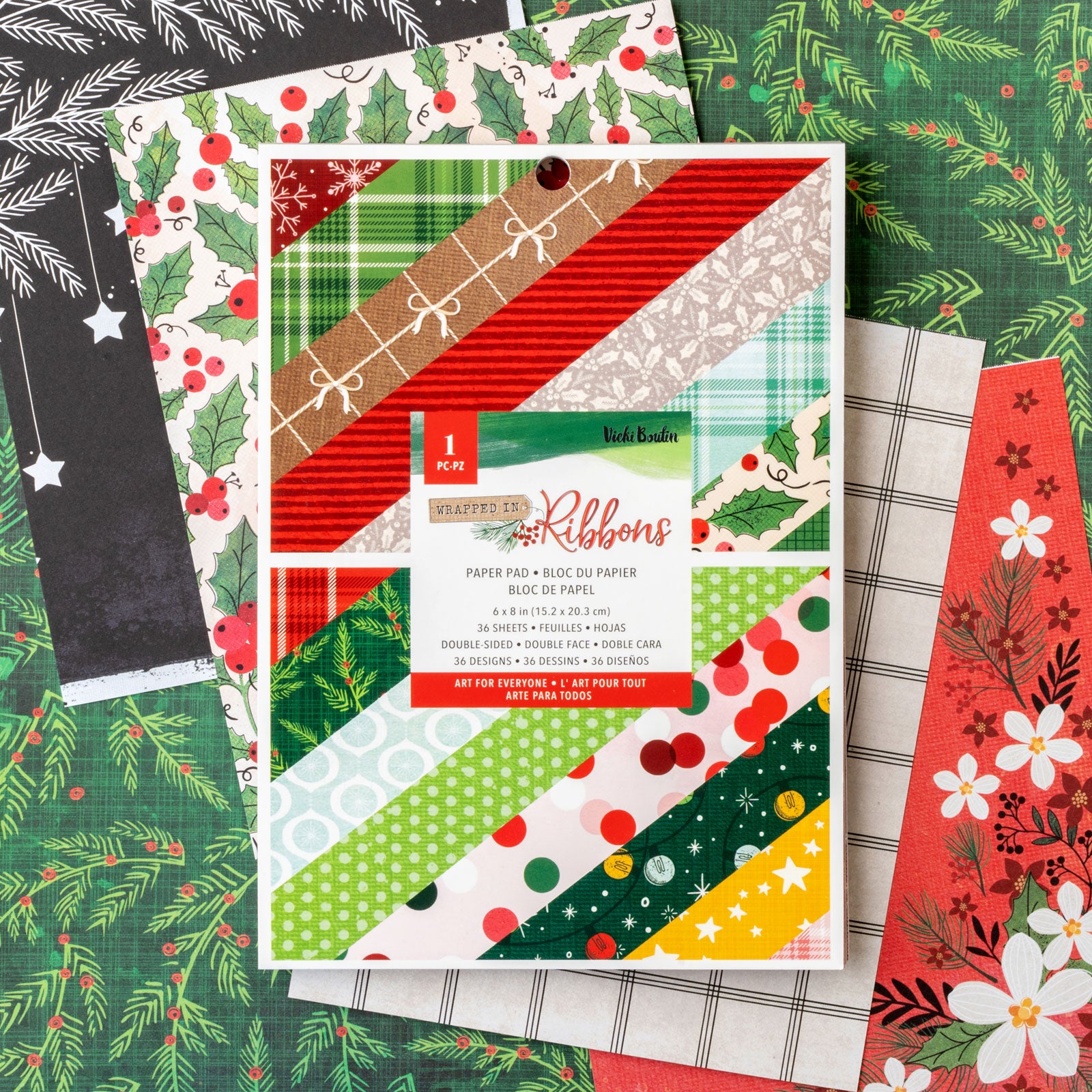 Lifestyle image of craft that used the American Crafts Vikki Boutin Wrapped in Ribbons 6" x 8" Double-Sided Paper Pad - 36 Pack