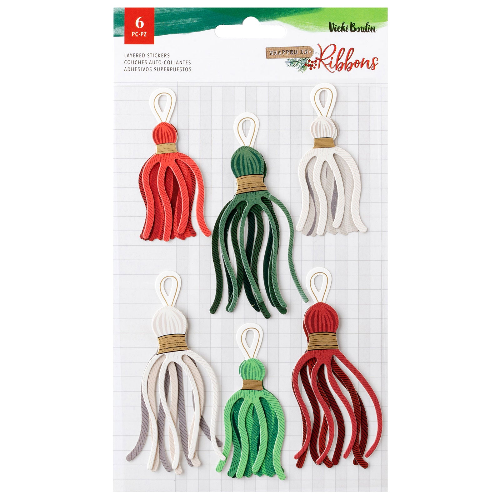 Vicki Boutin Wrapped in Ribbons Layered Tassel Stickers - 6 Piece
