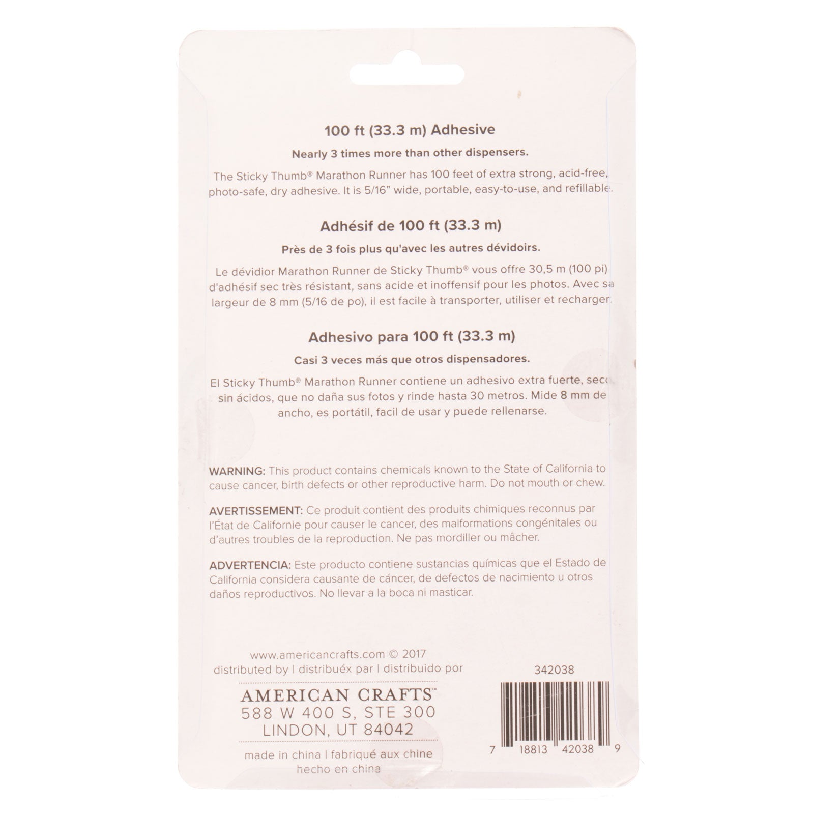 American Crafts Sticky Thumb 100 ft Marathon Runner Adhesive