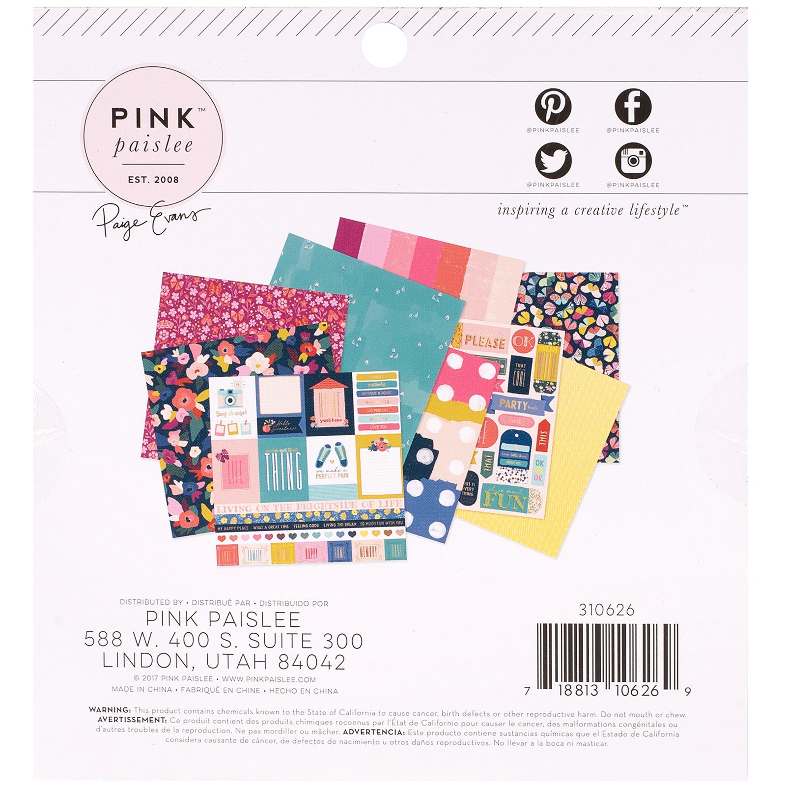 Paige Evans Single-Sided 6x6" Paper Pad - Pick Me Up, with Gold Foil