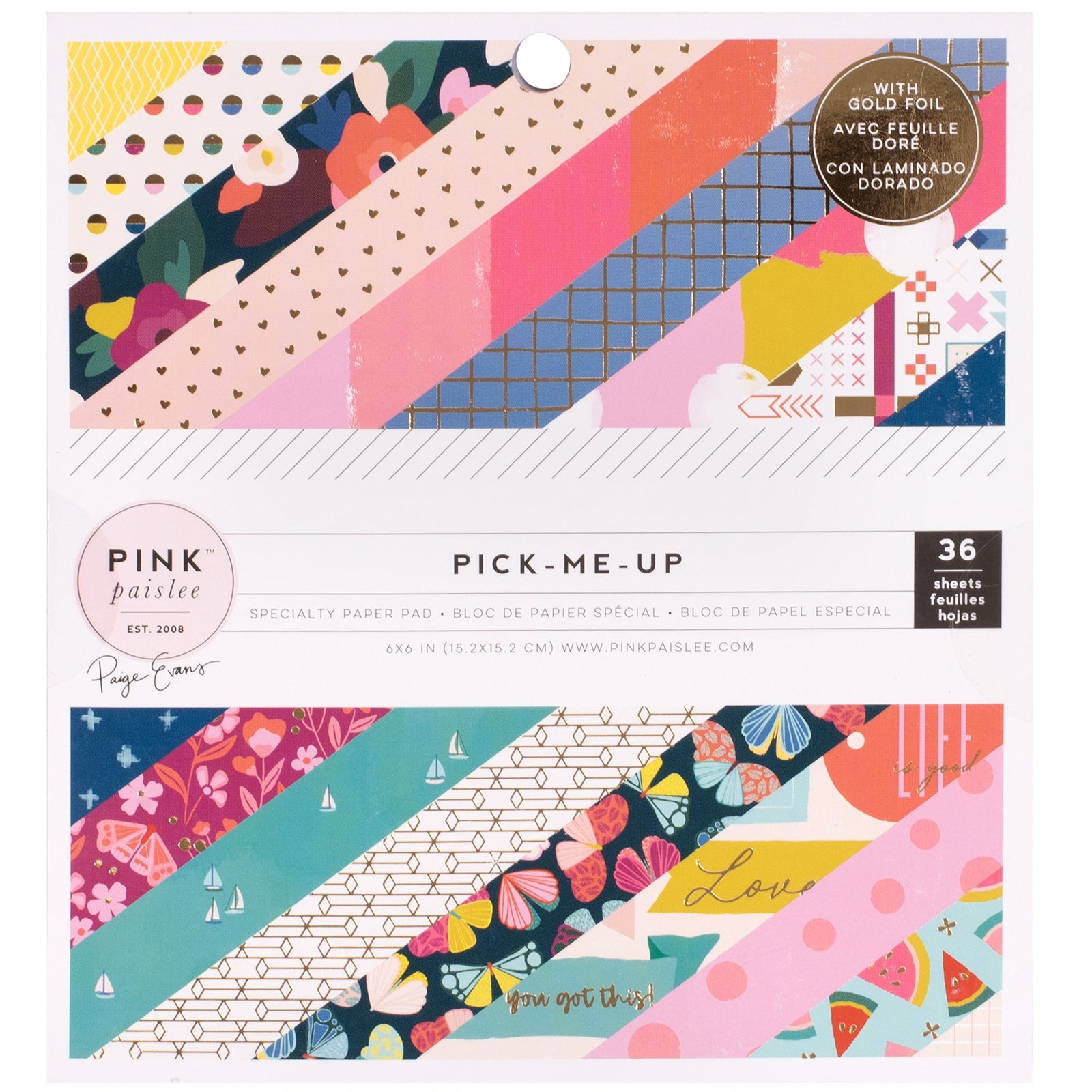 Paige Evans Single-Sided 6x6" Paper Pad - Pick Me Up, with Gold Foil
