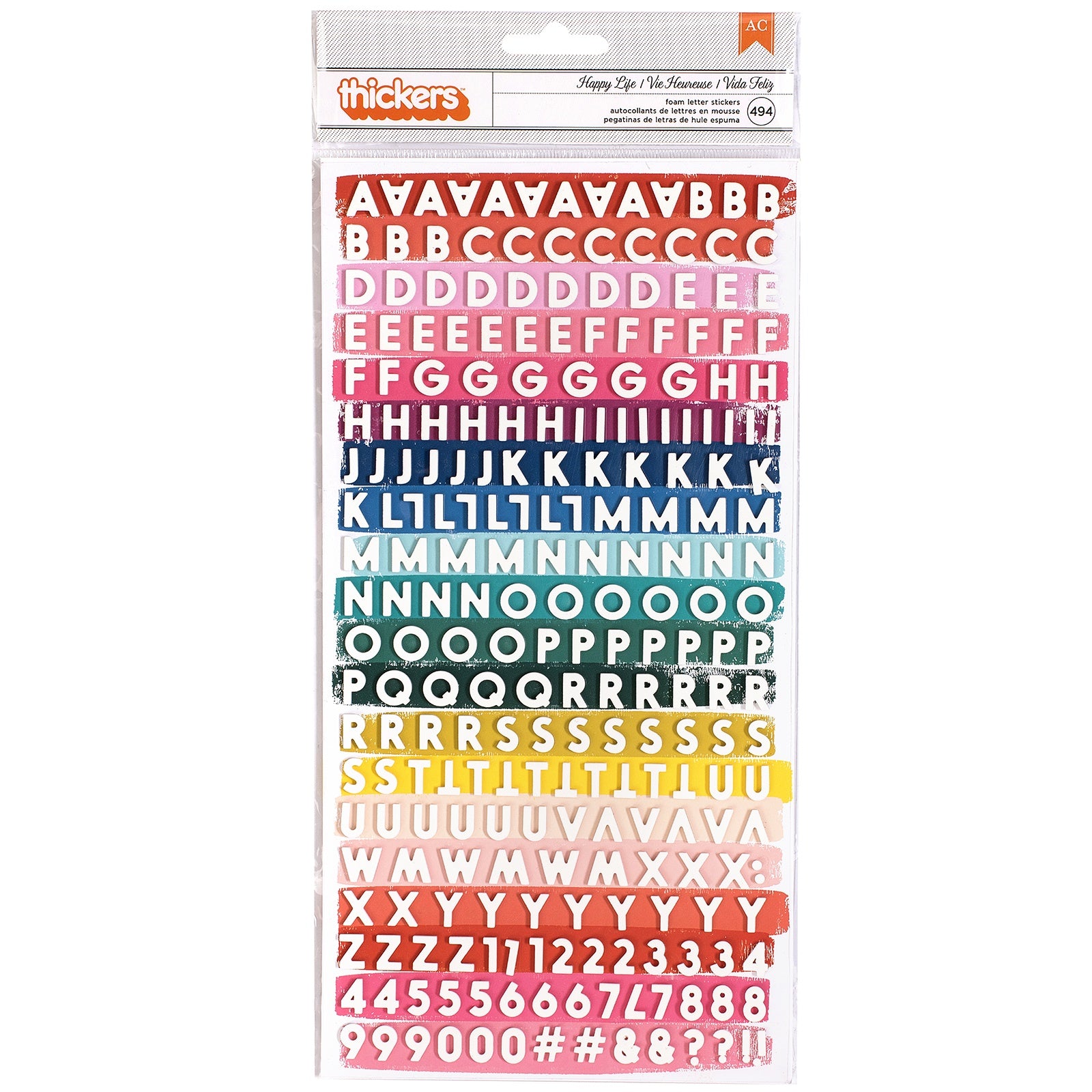 Paige Evans Pick Me Up Thickers Stickers - Happy Life Mini Alpha, White & Navy Foam,  494 Pieces