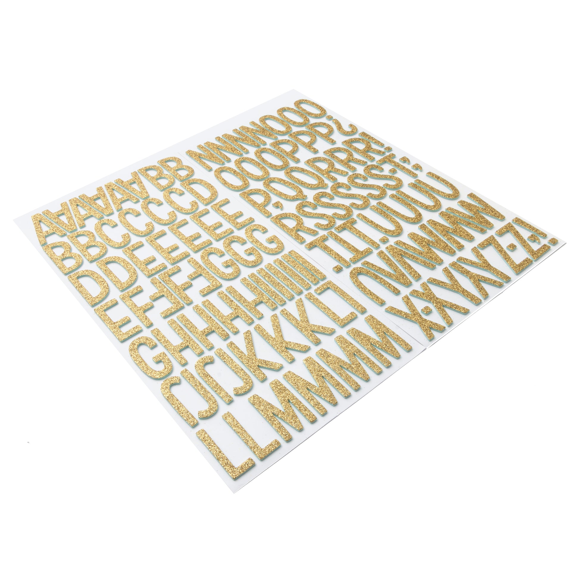 Sunshine & Good Times Thickers Stickers - Shine On Alpha, Gold Glittered Foam, 117 Pieces