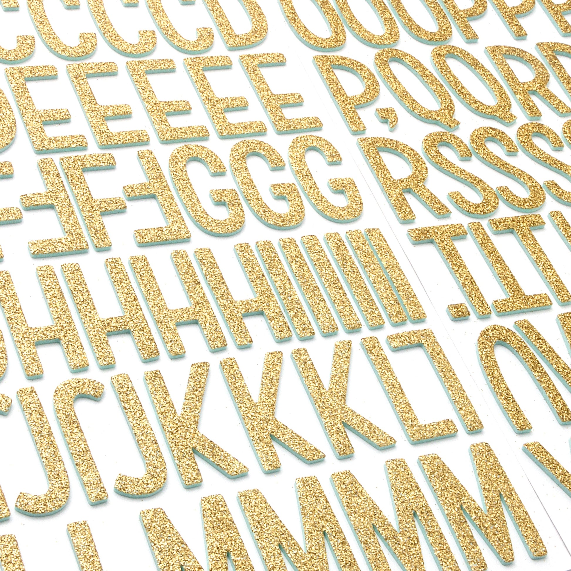 Sunshine & Good Times Thickers Stickers - Shine On Alpha, Gold Glittered Foam, 117 Pieces