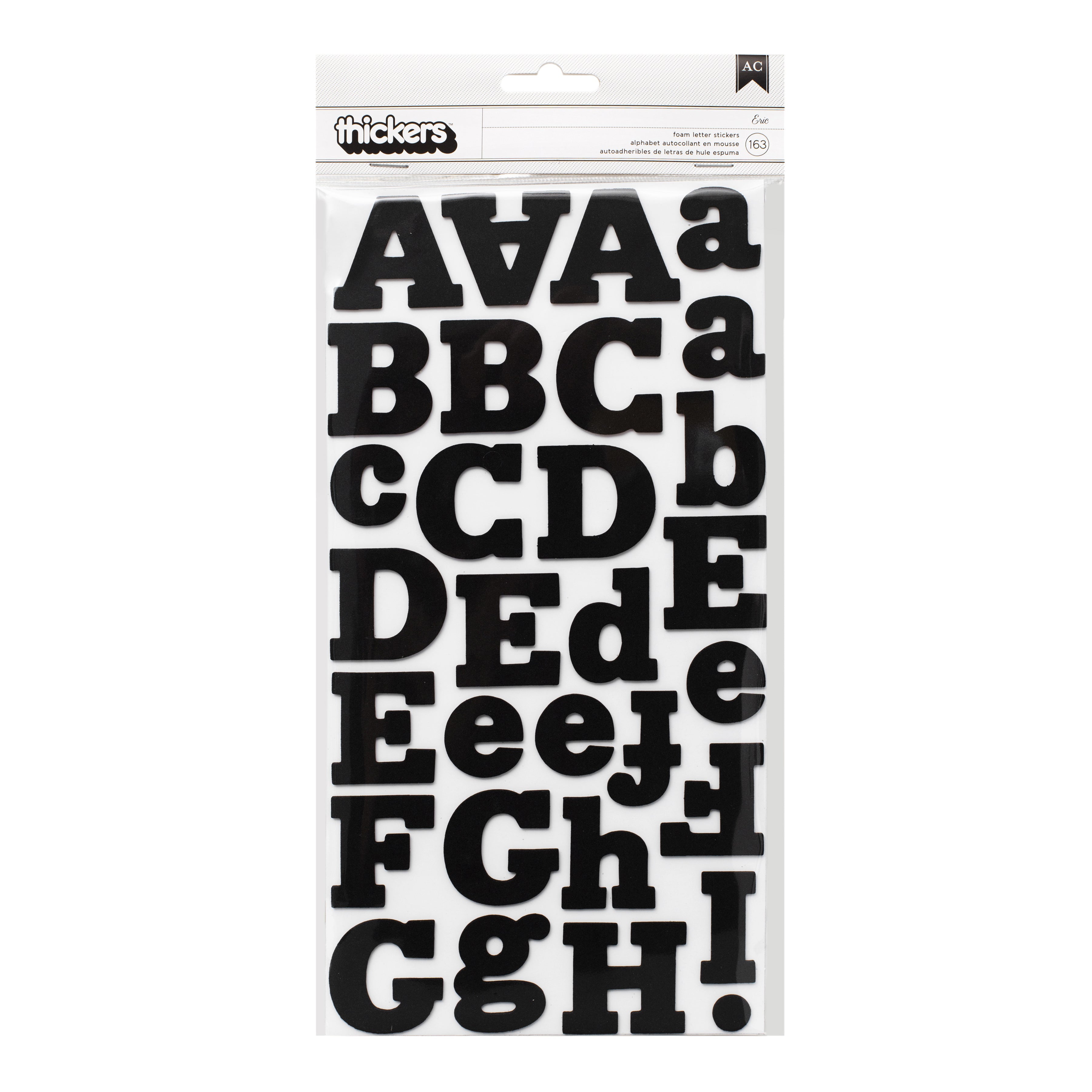 Thickers Eric Foam Stickers - Black, 163 Pieces