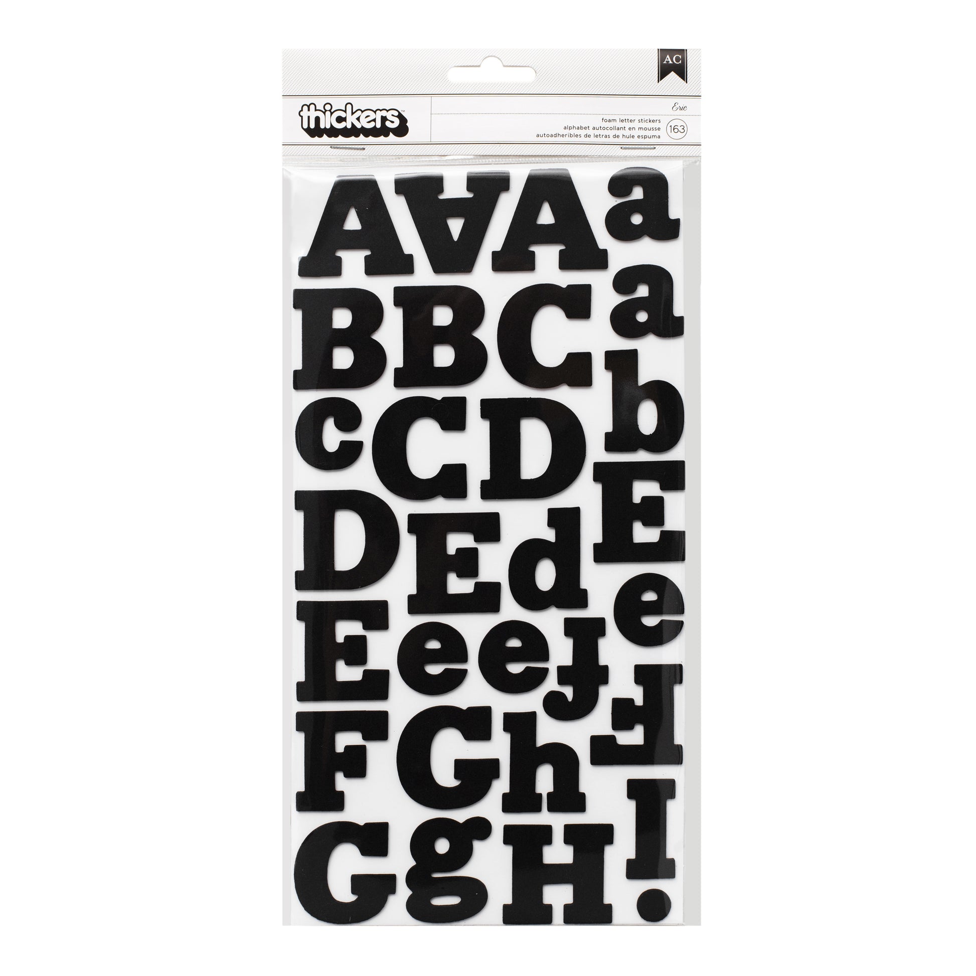 Thickers Eric Foam Stickers - Black, 163 Pieces