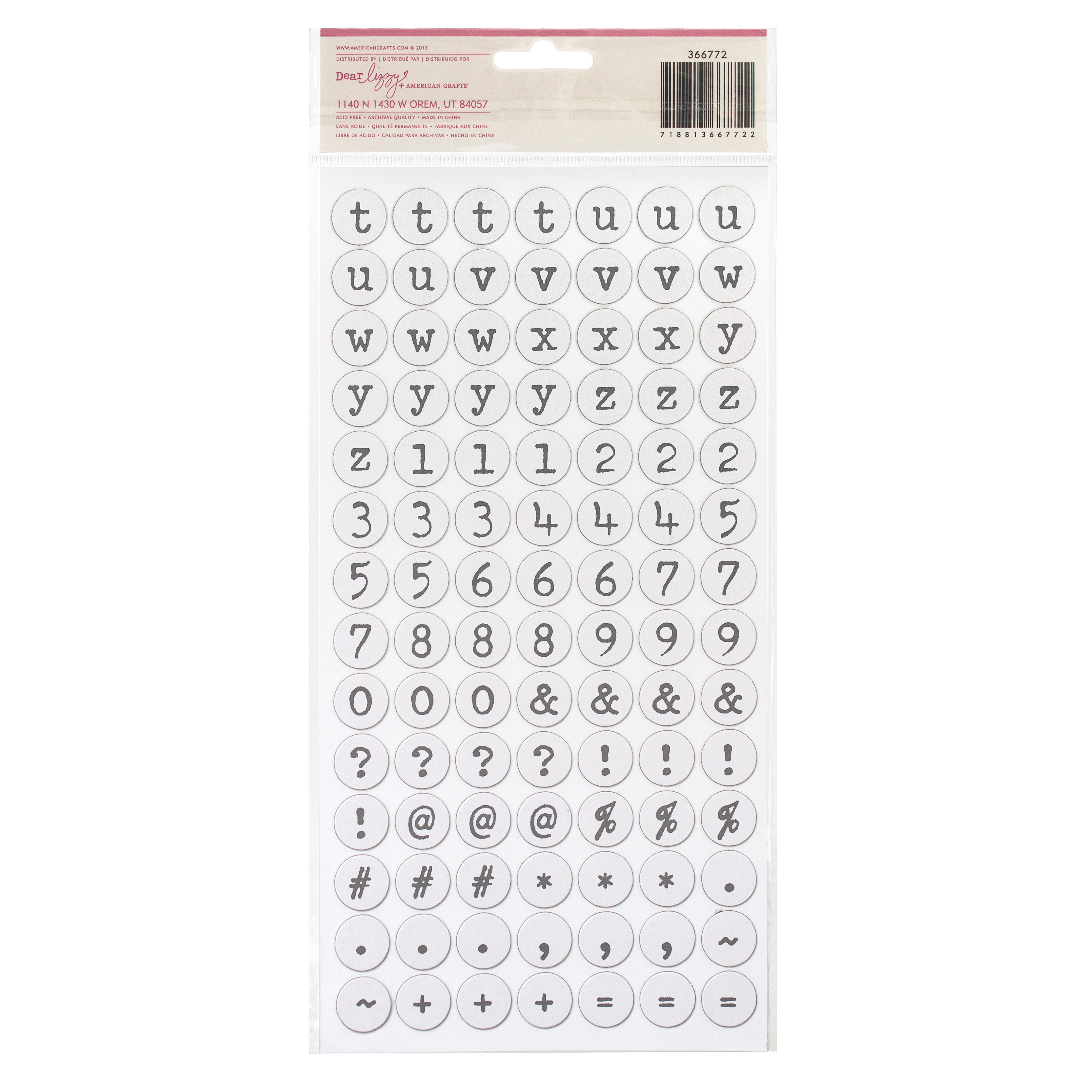 Dear Lizzy Daydreamer YoYo Thickers Alphabet Stickers - 196 pcs