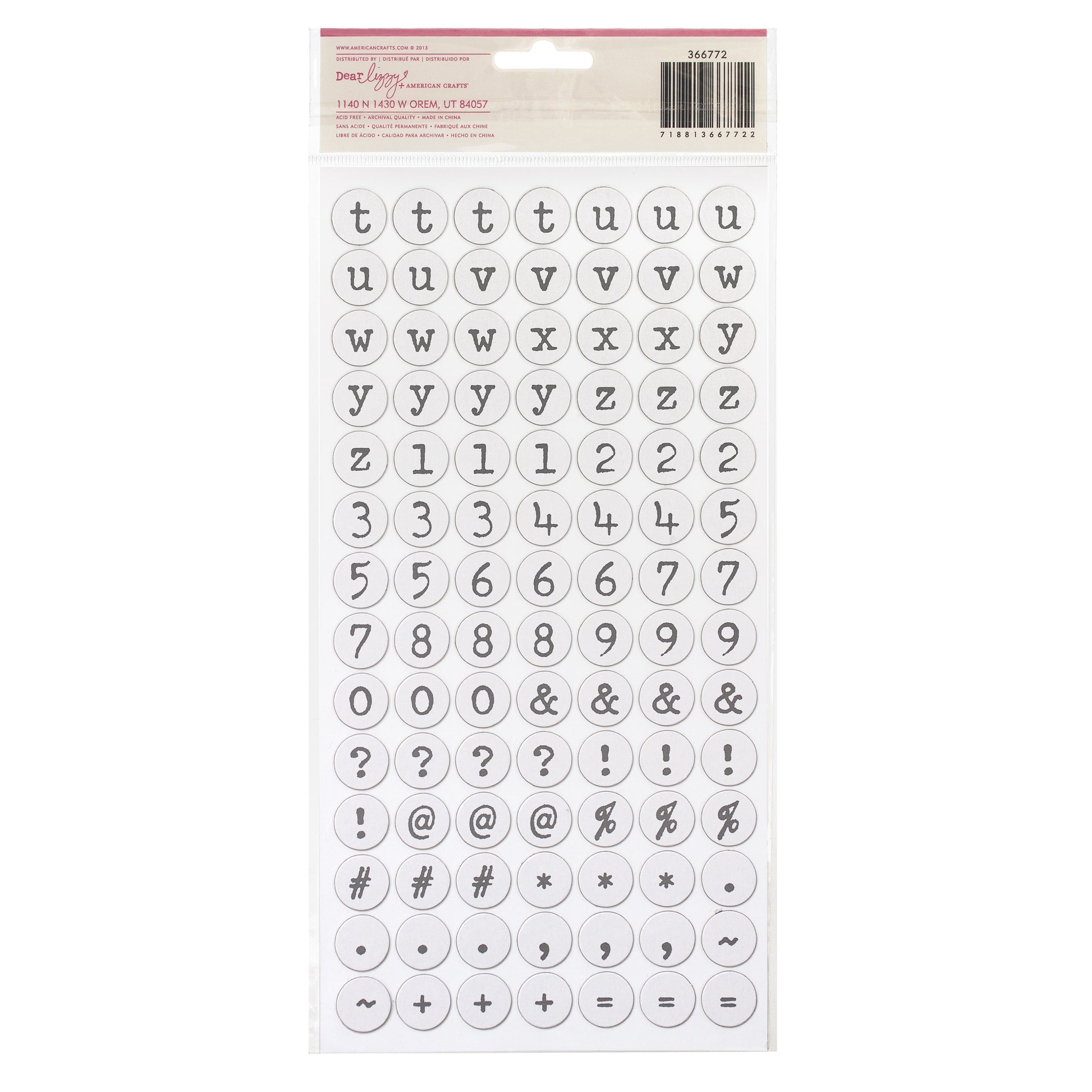 Dear Lizzy Daydreamer YoYo Thickers Alphabet Stickers - 196 pcs