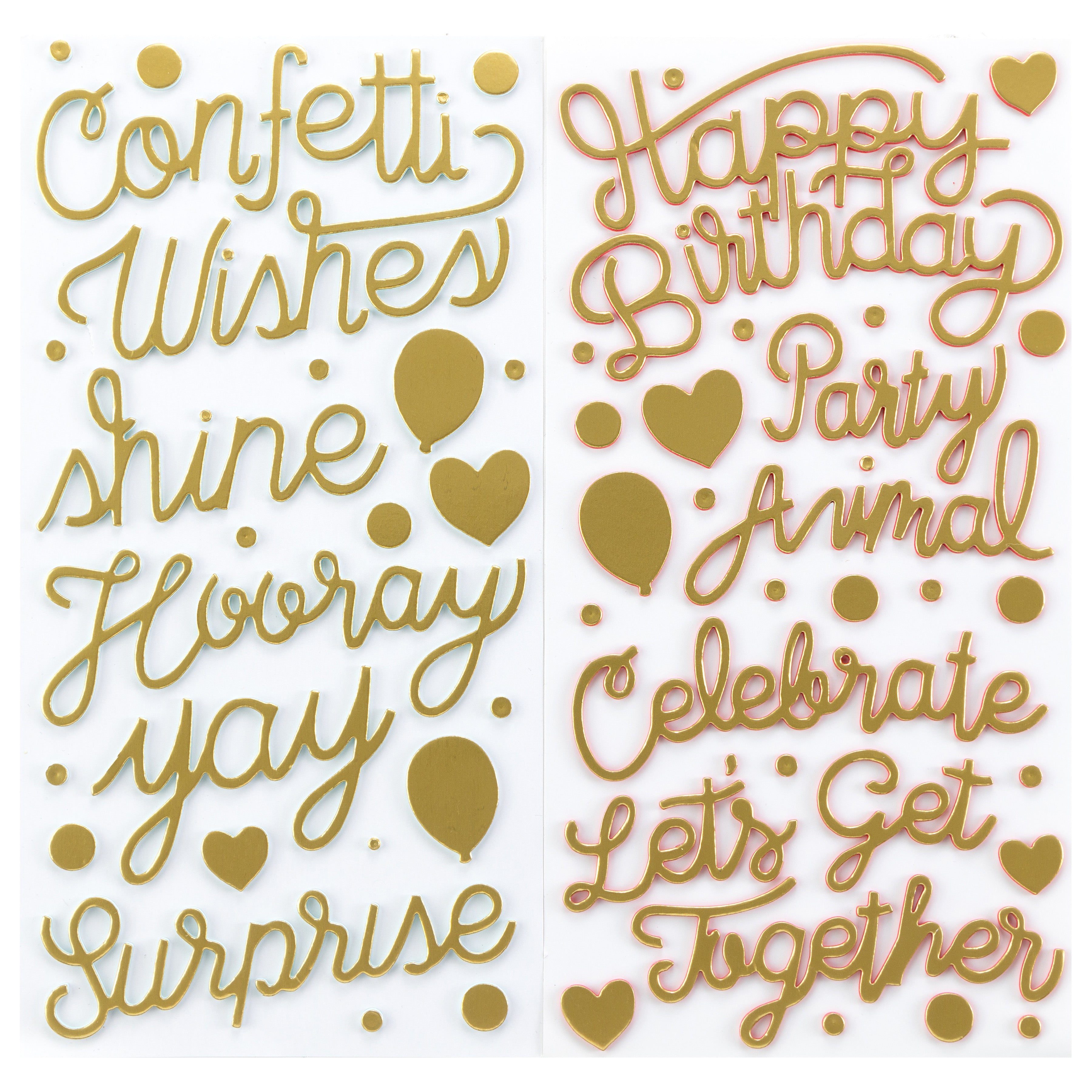 Thickers Confetti Wishes Get Together Phrase Stickers - 64 pieces