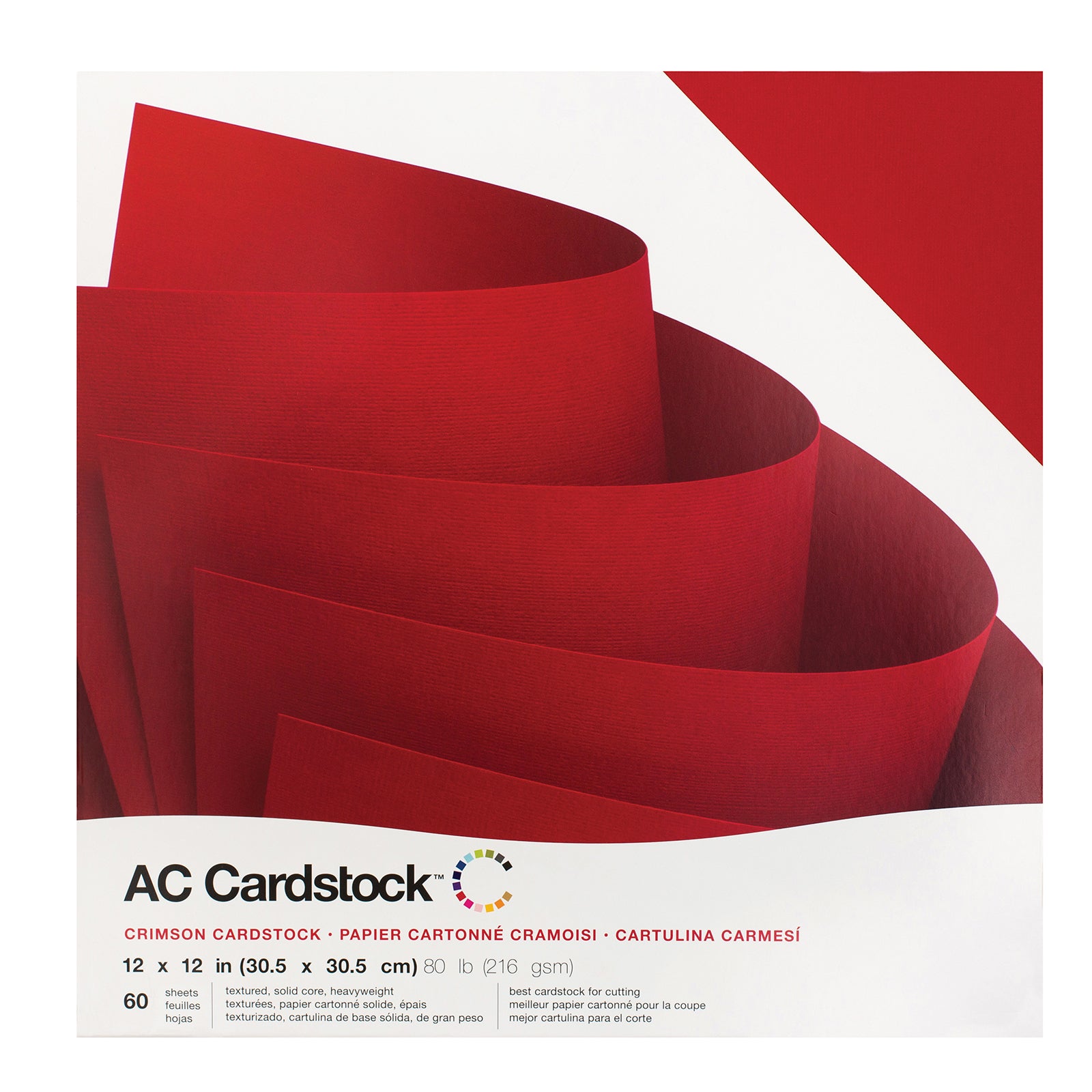 American Crafts 12x12 Cardstock - 60 Pack - Crimson