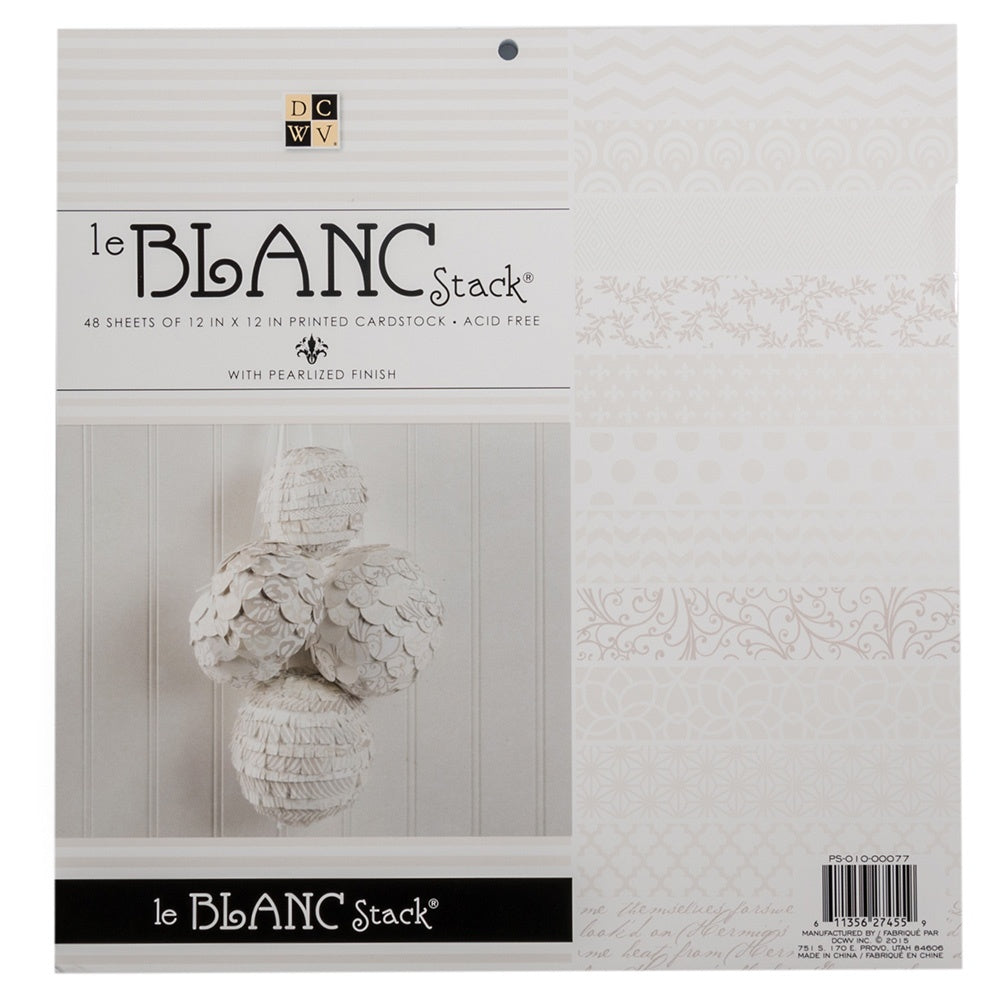 DCWV Le Blanc Single-Sided 12x12" Pearlized Patterned Cardstock Stack