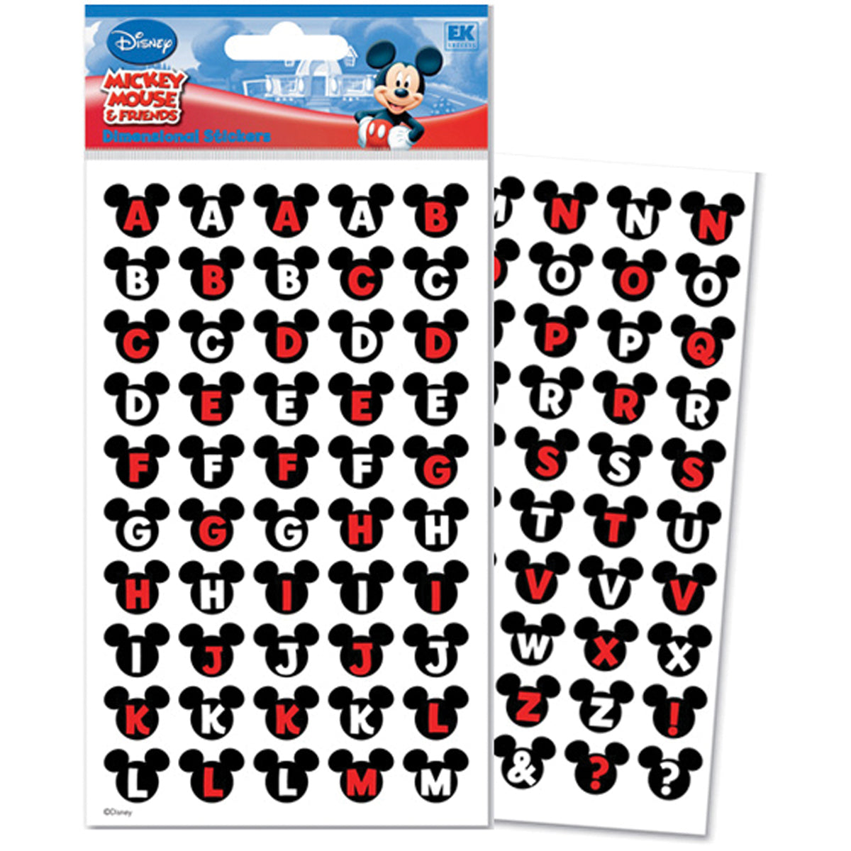 Ek Success Mickey Ears Alphabet Disney Dimensional Stickers
