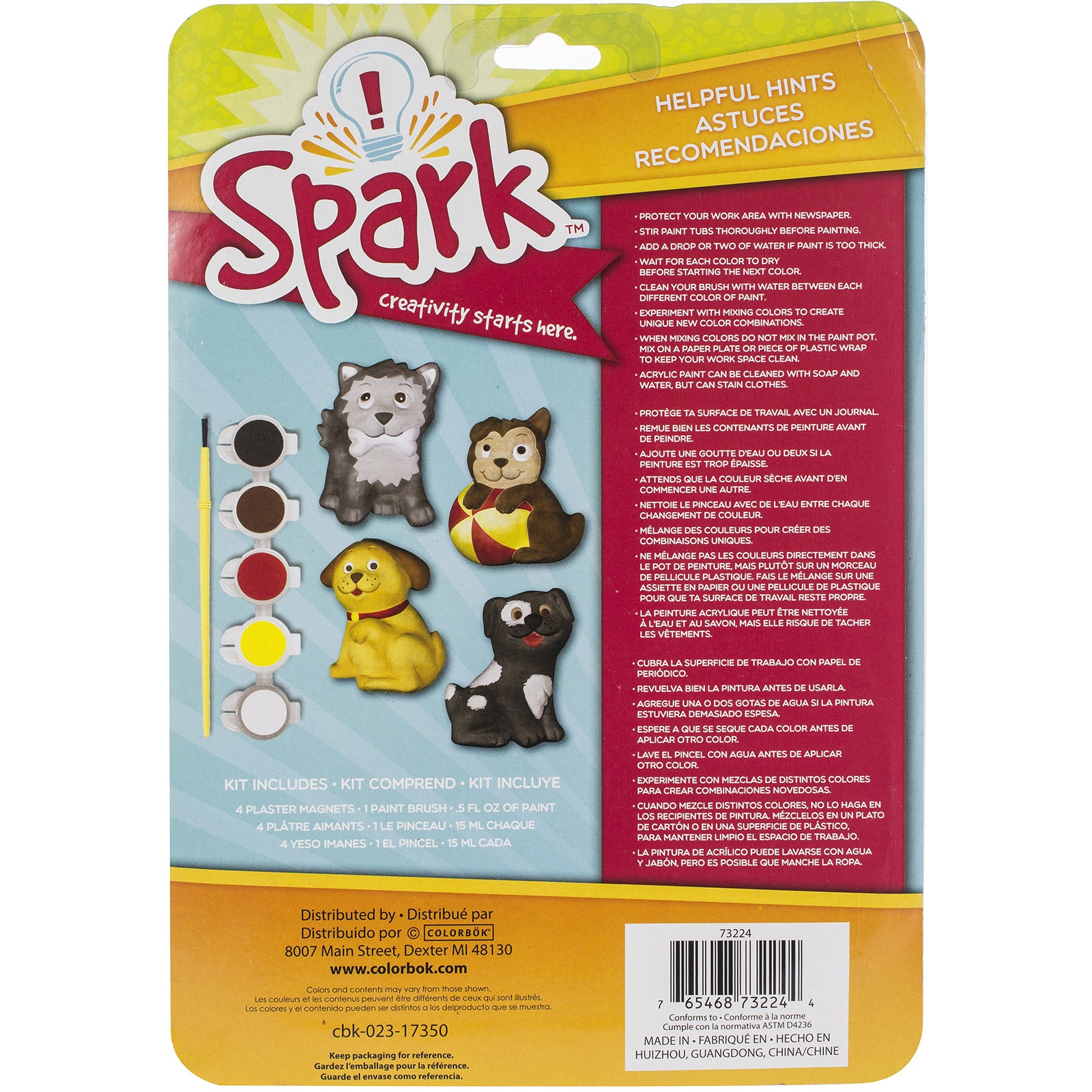 Spark Plaster Paint Your Own Playful Pups Magnet Kit - Makes 4