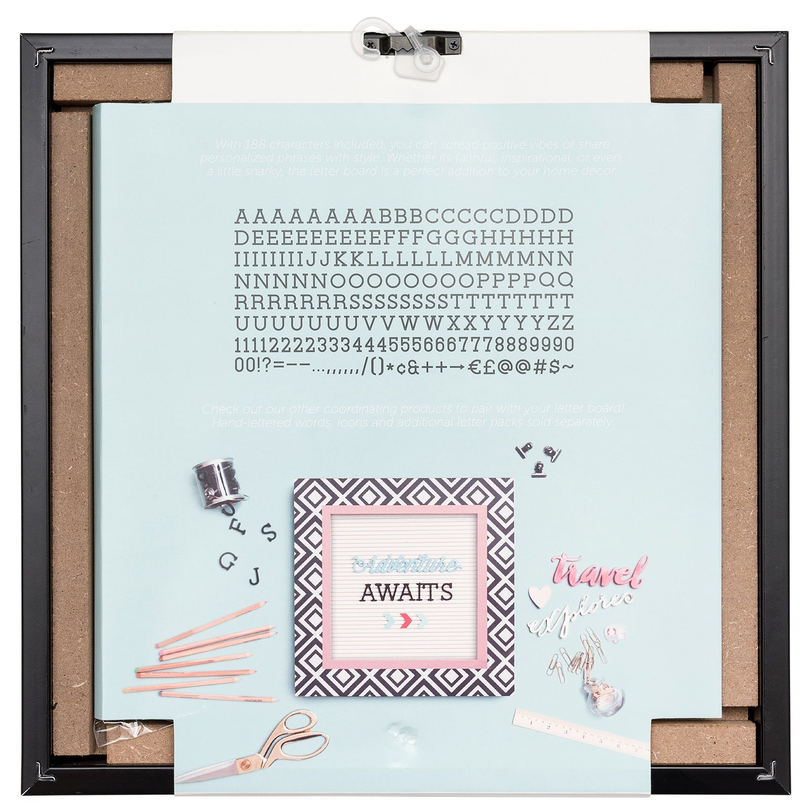 DCWV Black & White Patterned Framed Letterboard - 12x12"