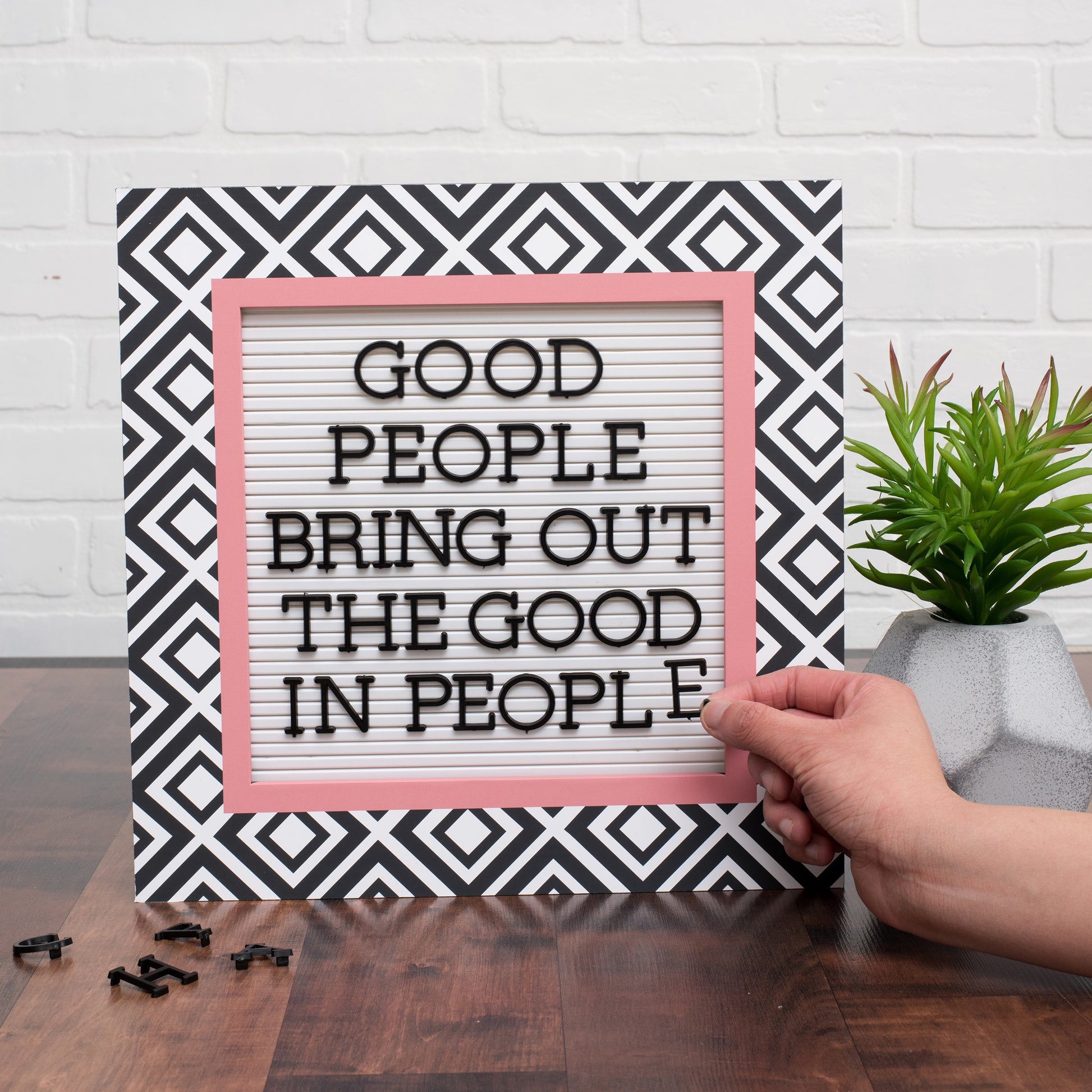 DCWV Black & White Patterned Framed Letterboard - 12x12"