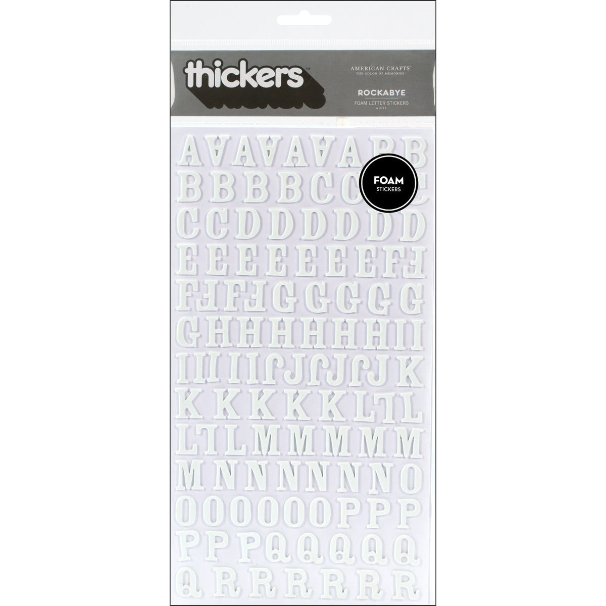 American Crafts Foam Alphabet Stickers - Rockabye - White, 228/Pkg