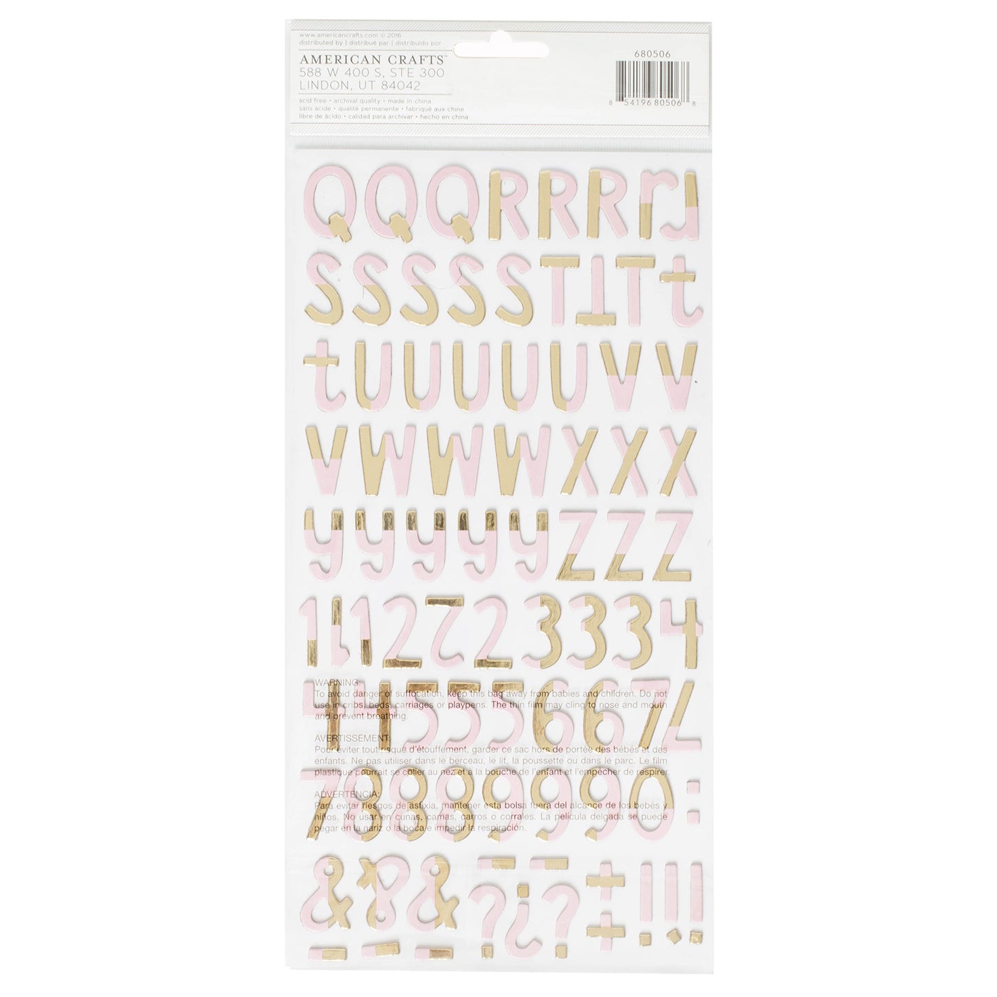 Cute Girl Thickers Alpha Stickers - Dear/Chipboard Gold Foil, 175 stickers
