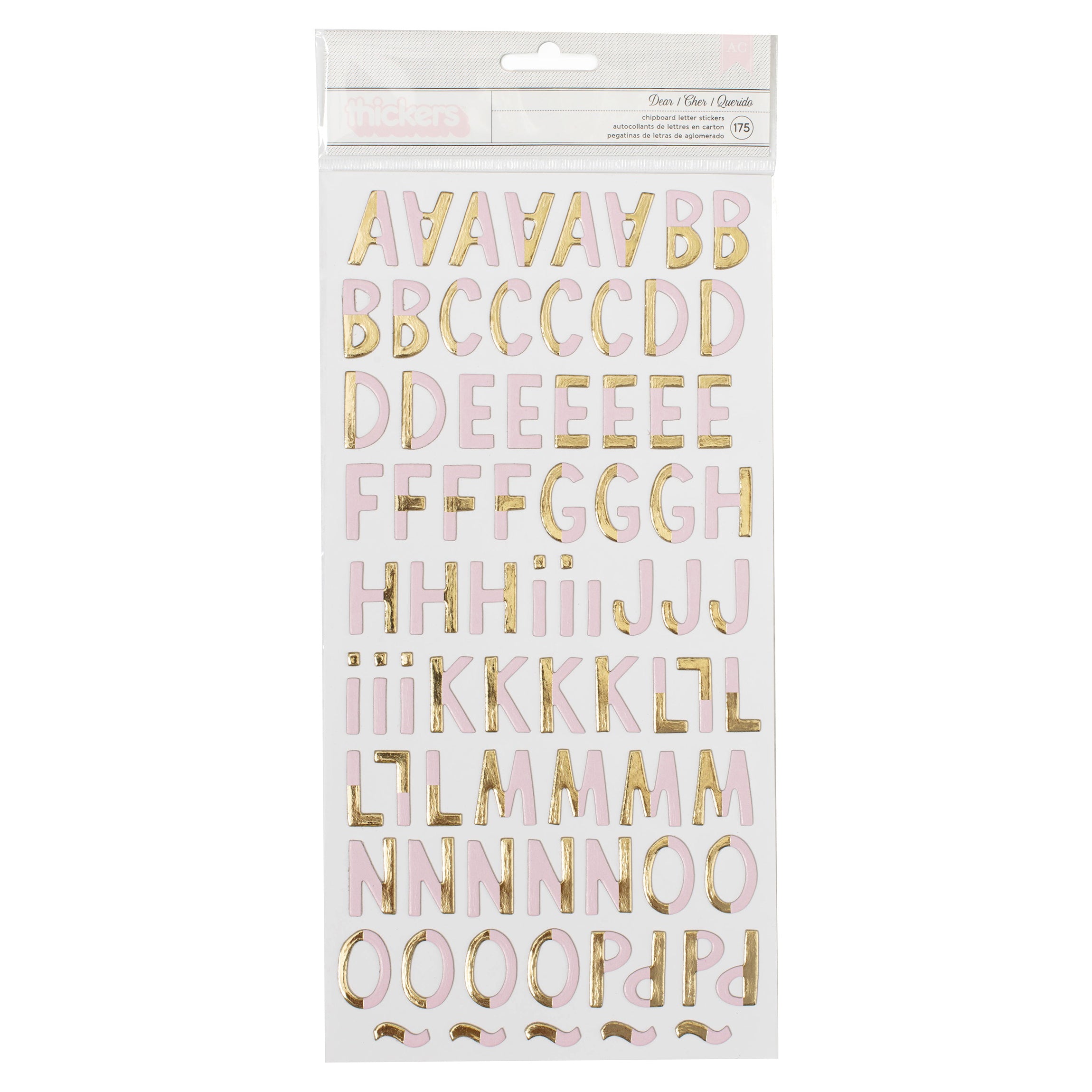 Cute Girl Thickers Alpha Stickers - Dear/Chipboard Gold Foil, 175 stickers