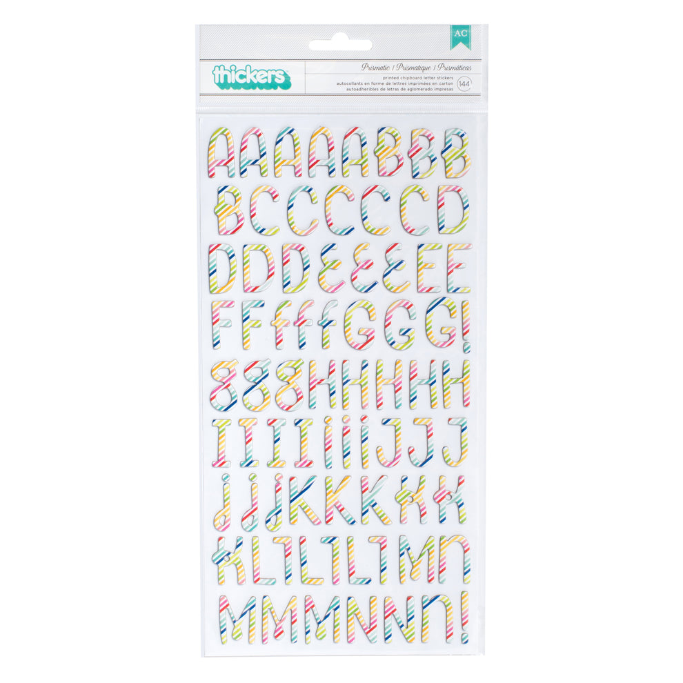 Fun In The Sun Thickers Alpha Stickers - Prismatic/Multi Stripe Chipbo ...