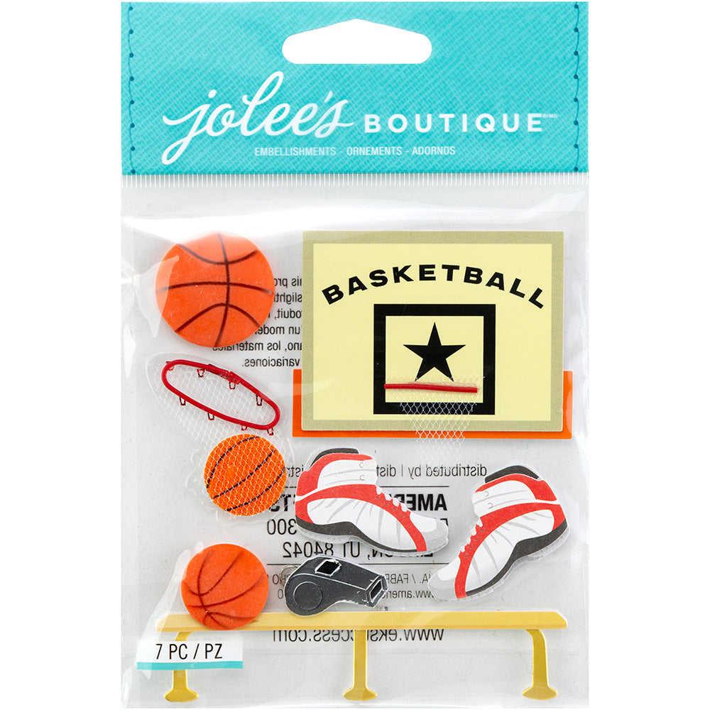 Jolee's Boutique Dimensional Stickers - Basketball, 7pcs