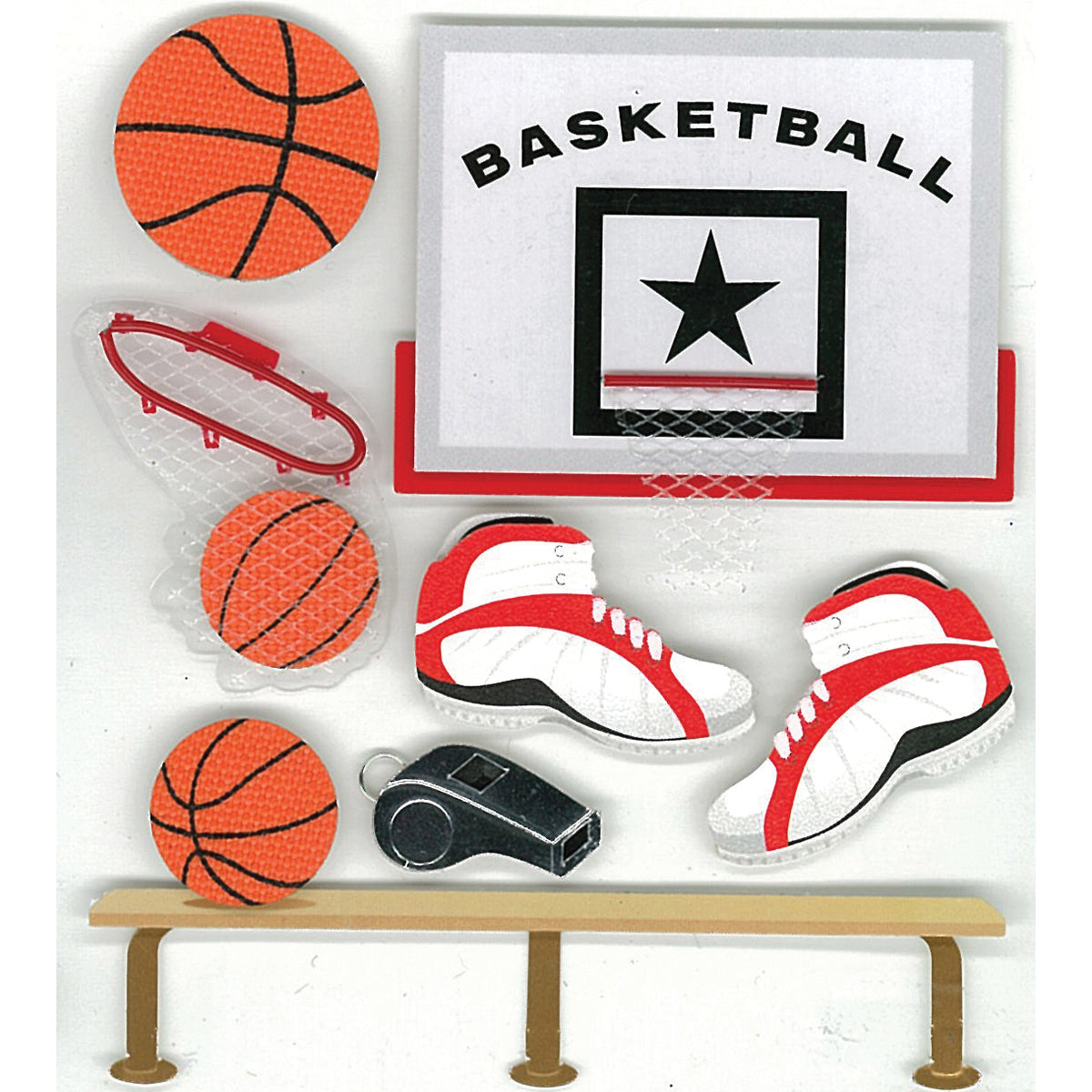 Jolee's Boutique Dimensional Stickers - Basketball, 7pcs