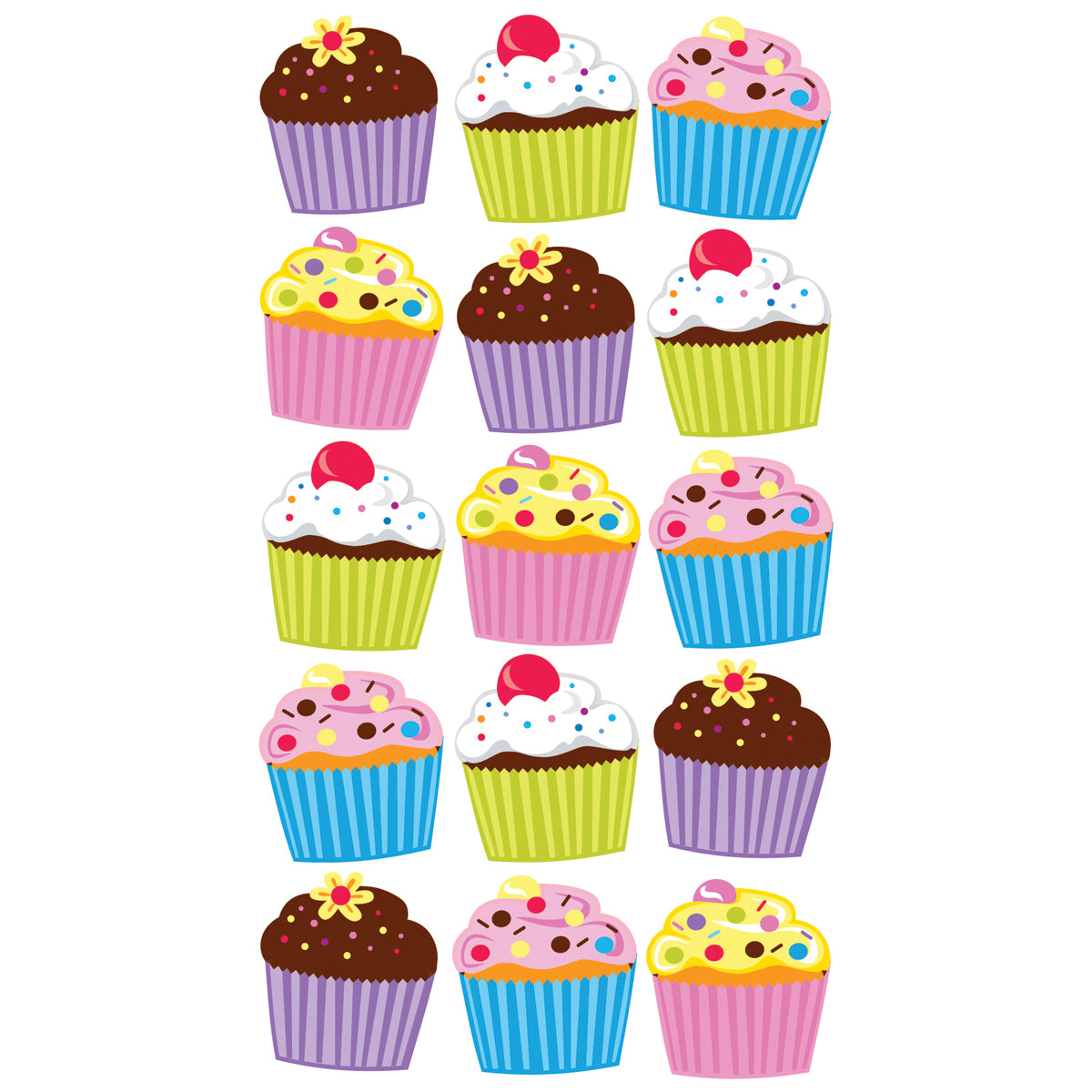 Sticko Stickers - Vellum & Glitter Bright Cupcakes, 12pcs