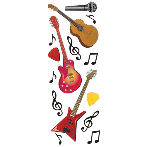 Jolee's Boutique Dimensional Stickers - Guitars & Music Notes, 15pcs