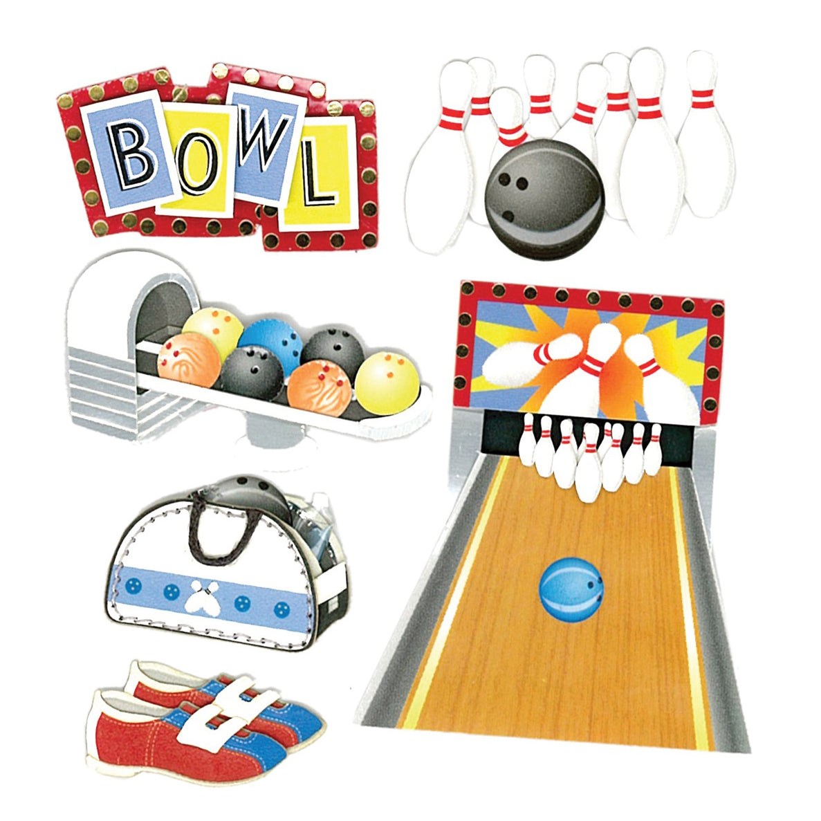 Jolee's Boutique Dimensional Stickers - Bowling Alley, 6pcs