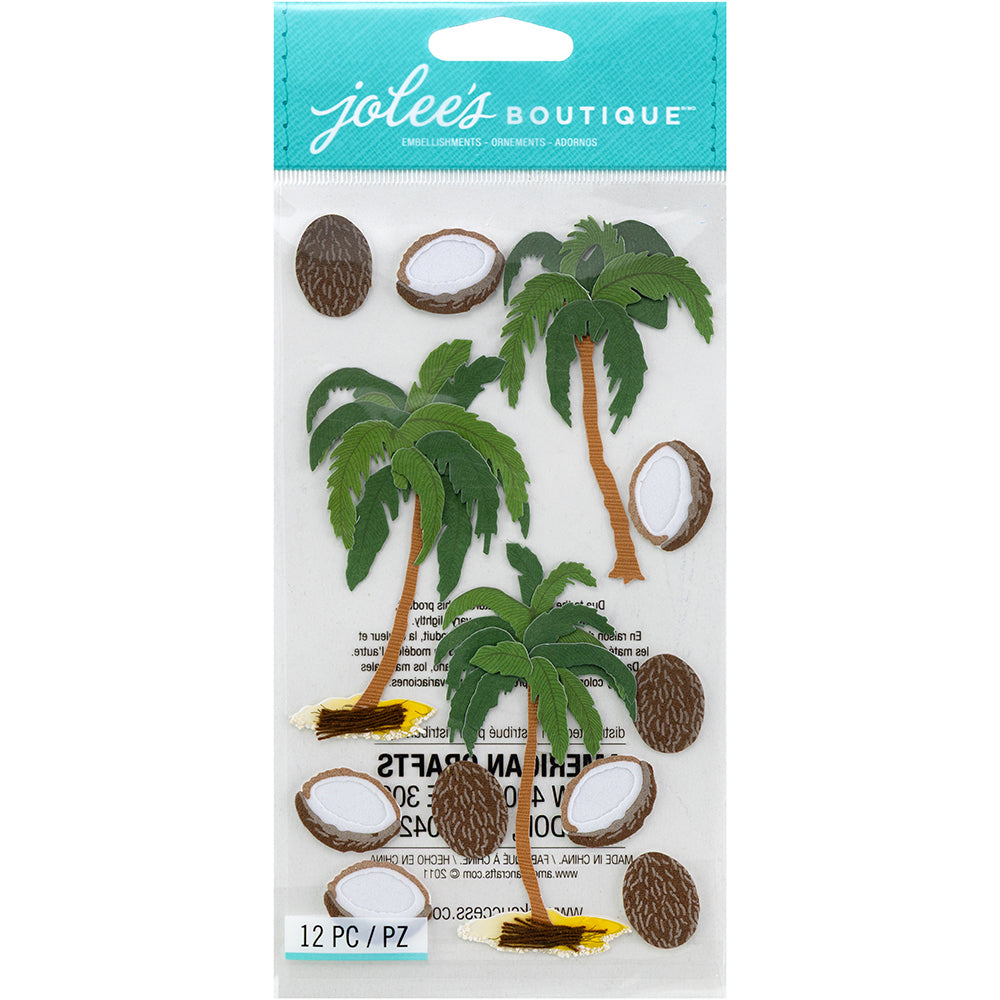 Jolee's Boutique Le Grande Dimensional Stickers - Coconut Palms, 12pcs