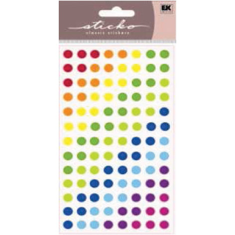 Sticko Dimensional Stickers - Dots - Brights, 104pcs