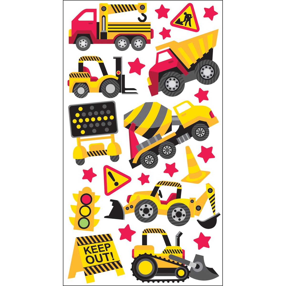 Sticko Dimensional Stickers - Construction Zone, 24pcs