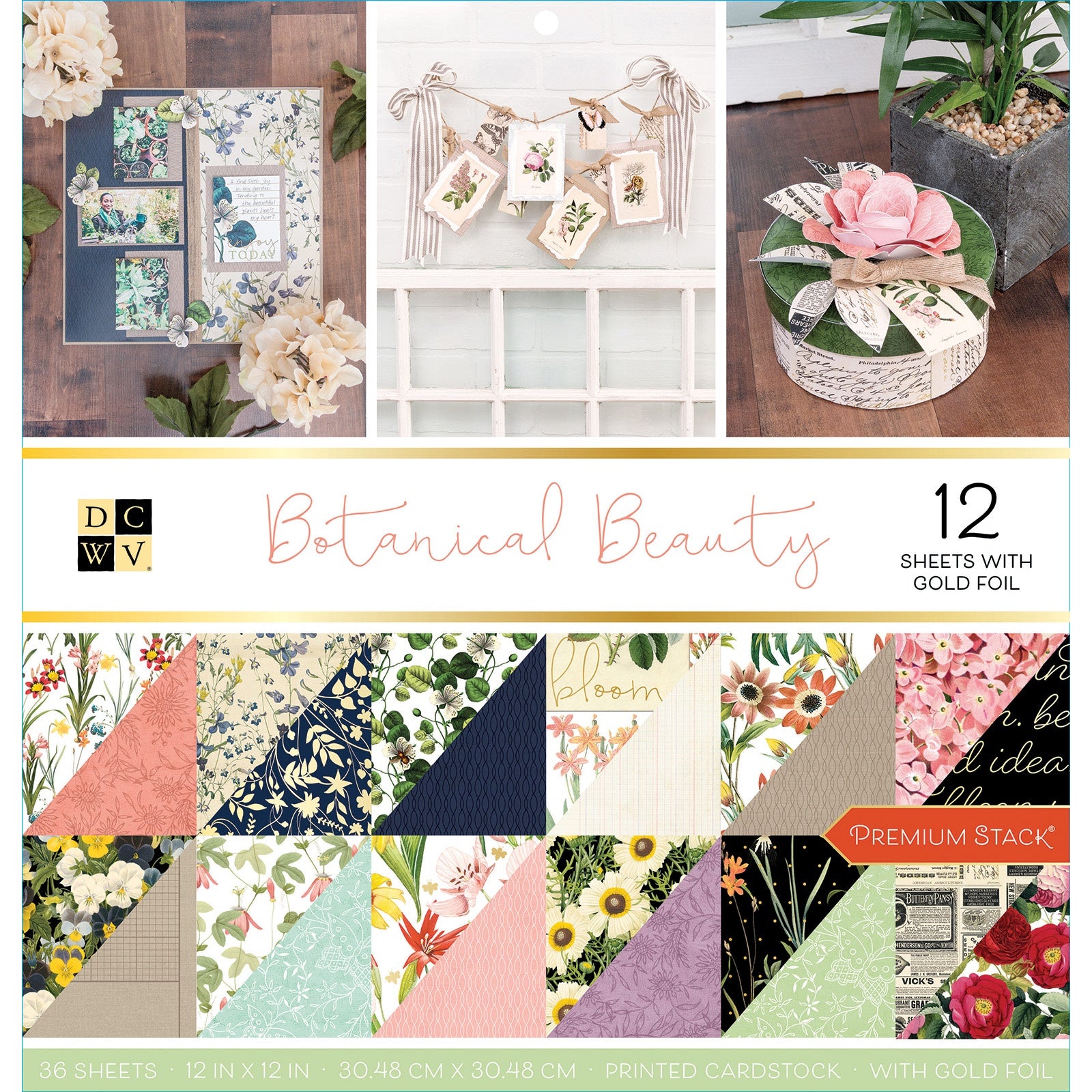 DCWV Double-Sided 12x12" Cardstock Stack - Botanical Beauty