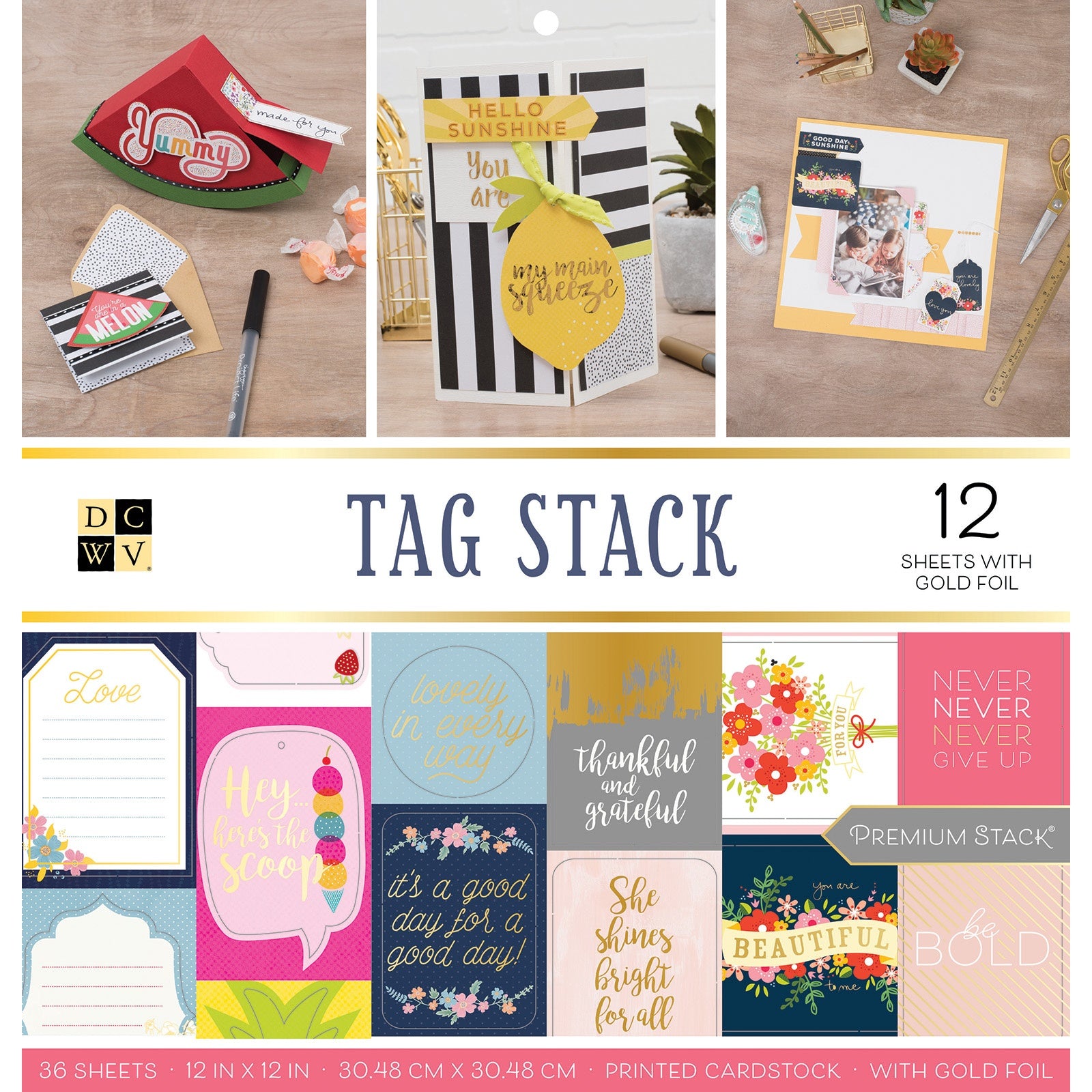 DCWV Double-Sided 12x12" Cardstock Stack - Tag Stack