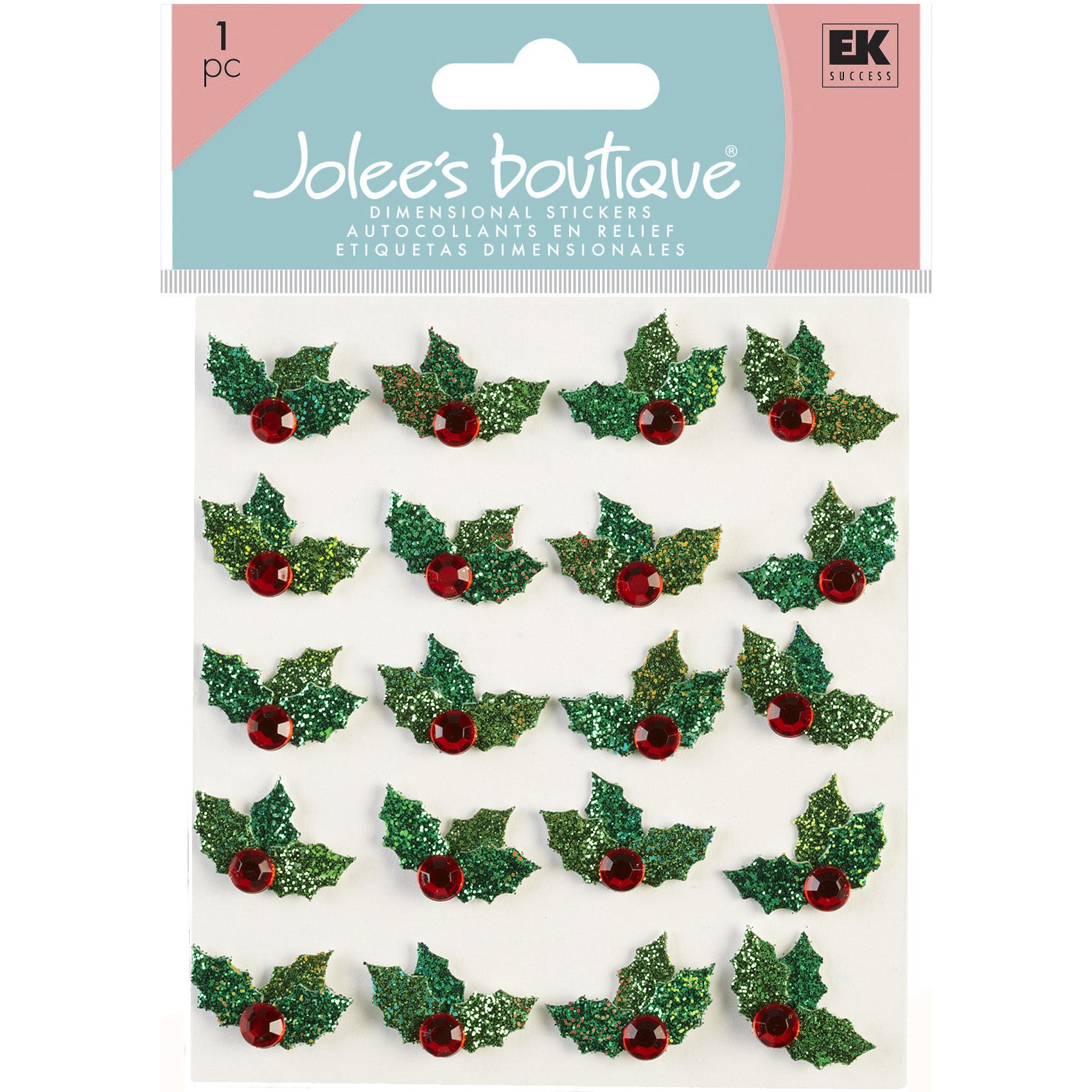 Jolee's Cabochon Dimensional Repeat Stickers - Christmas Holly, 20pcs