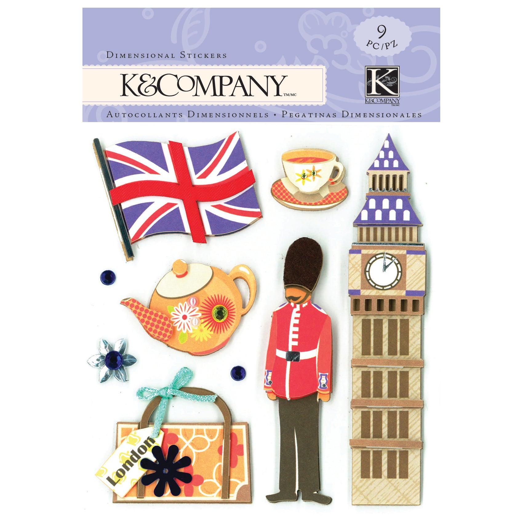 K&Company Sites of London Dimensional Stickers, 9 pcs