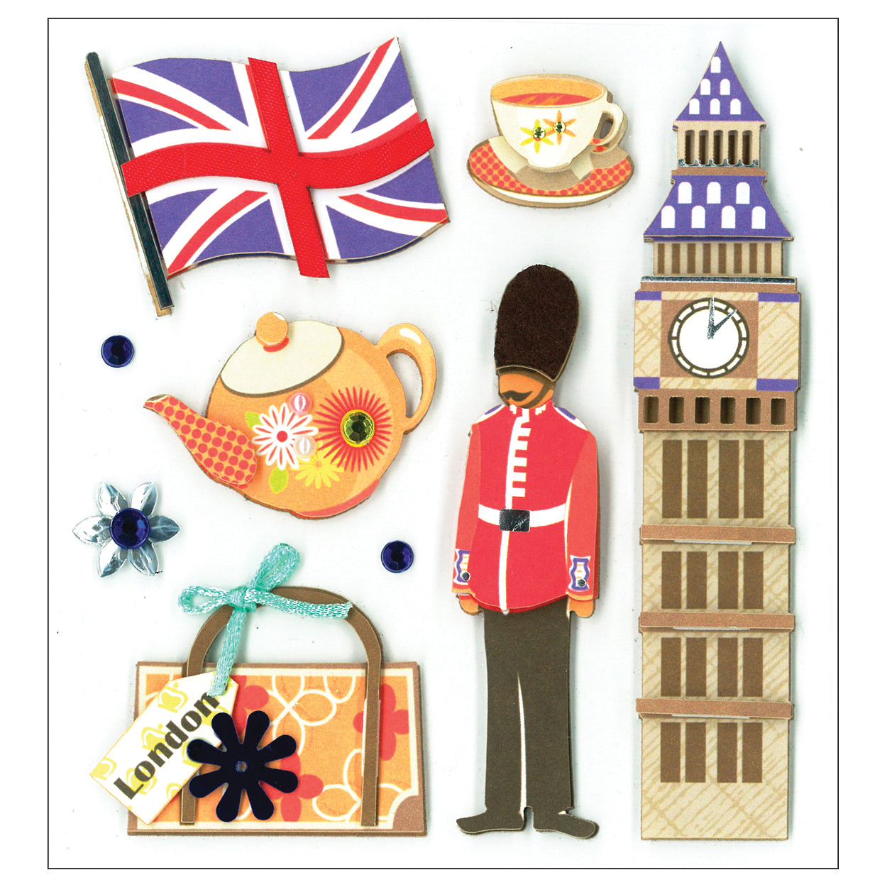 K&Company Sites of London Dimensional Stickers, 9 pcs