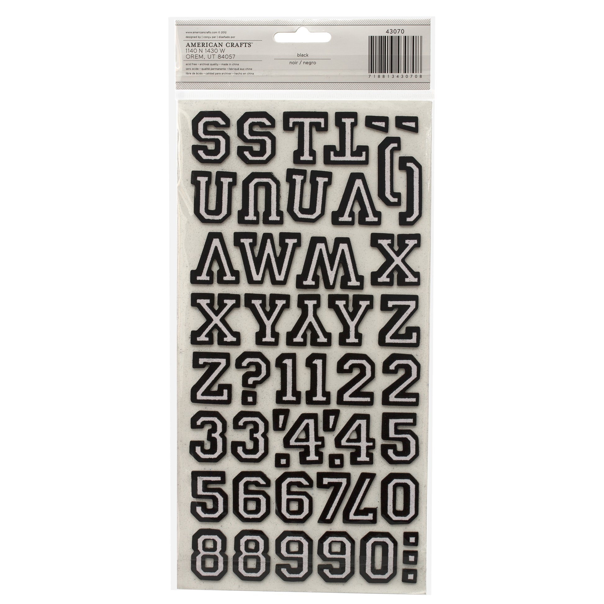 Thickers Chipboard Flocked Stickers - Letterman - Black, 2 Pack ...