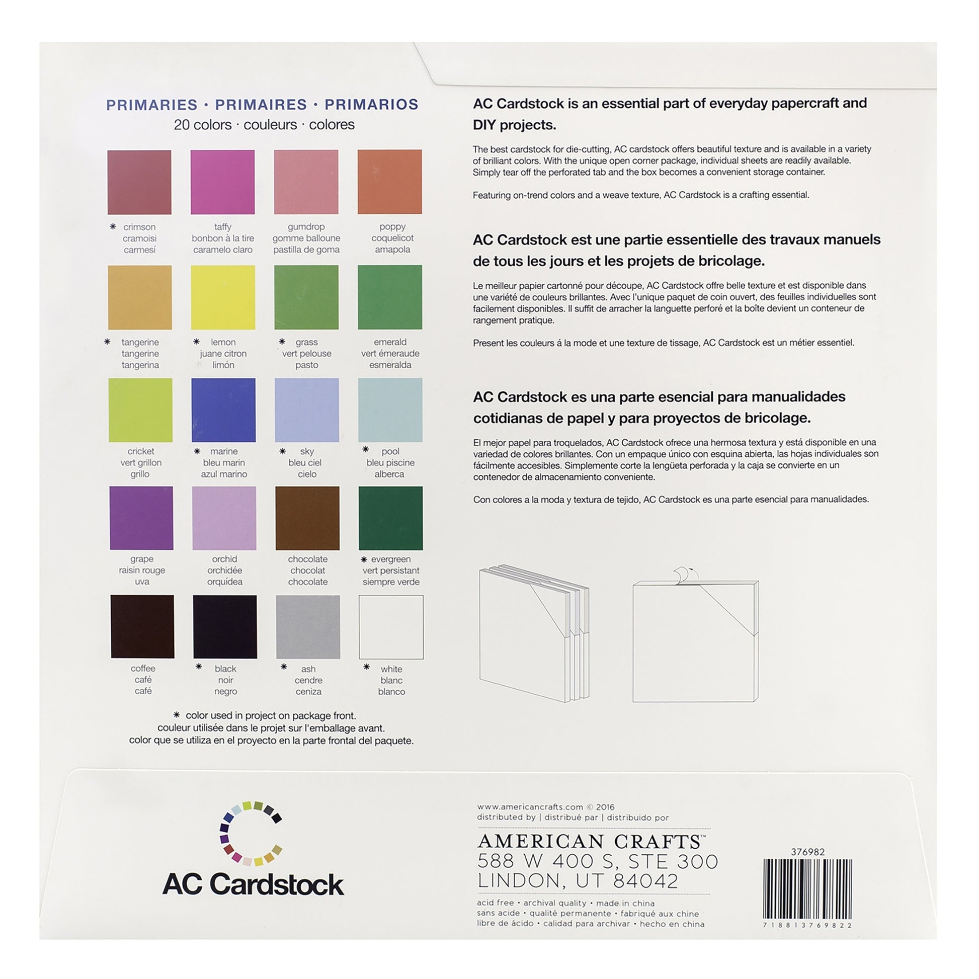 AC Cardstock Textured 12x12" Solid Color Variety Pack